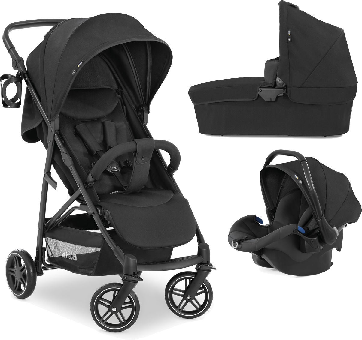 Hauck Rapid 4R Plus Trioset Yhdistelmävaunut, Black