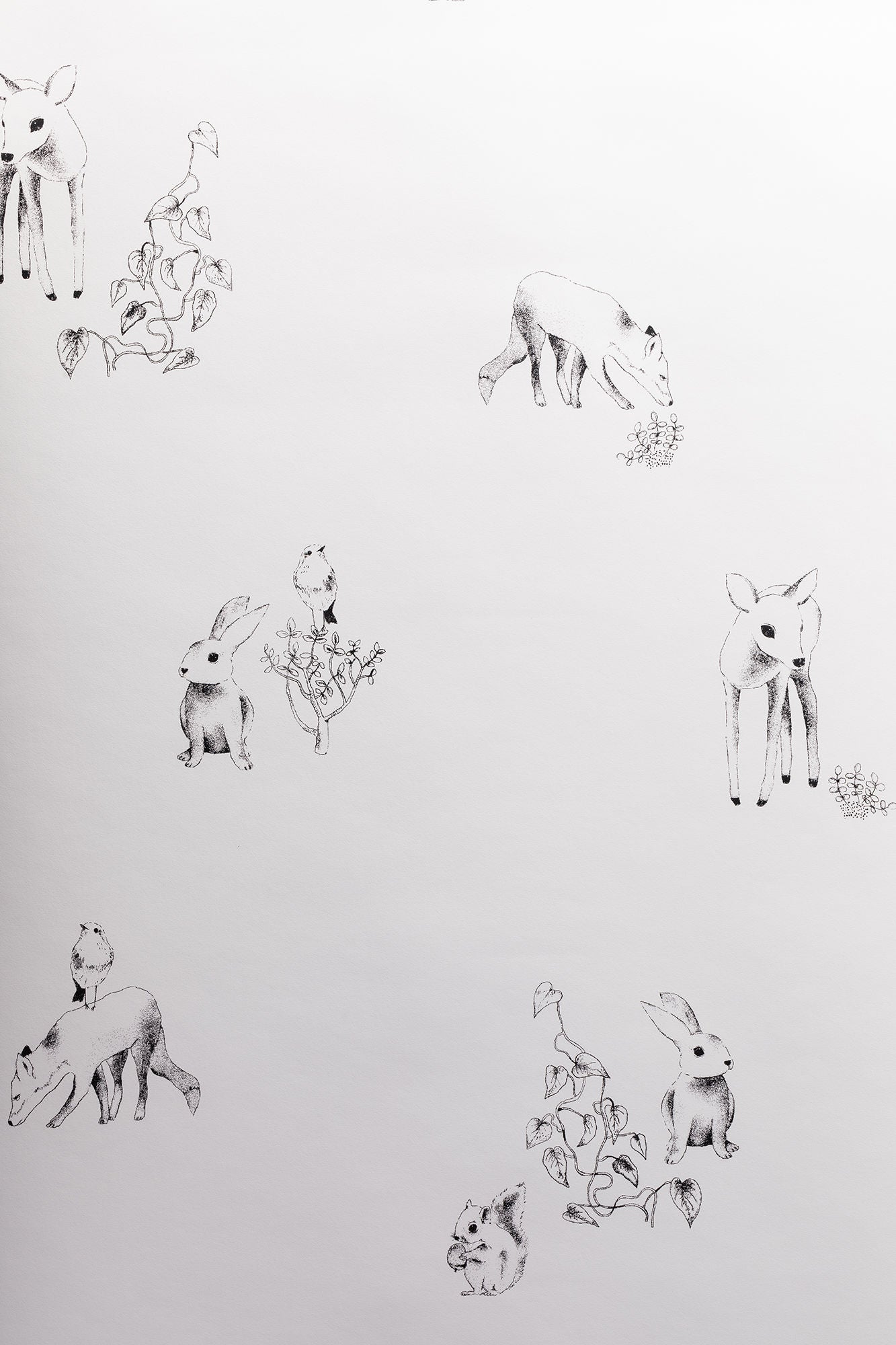 Lilou Lilou Tapetti Nature Animals, Valkoinen