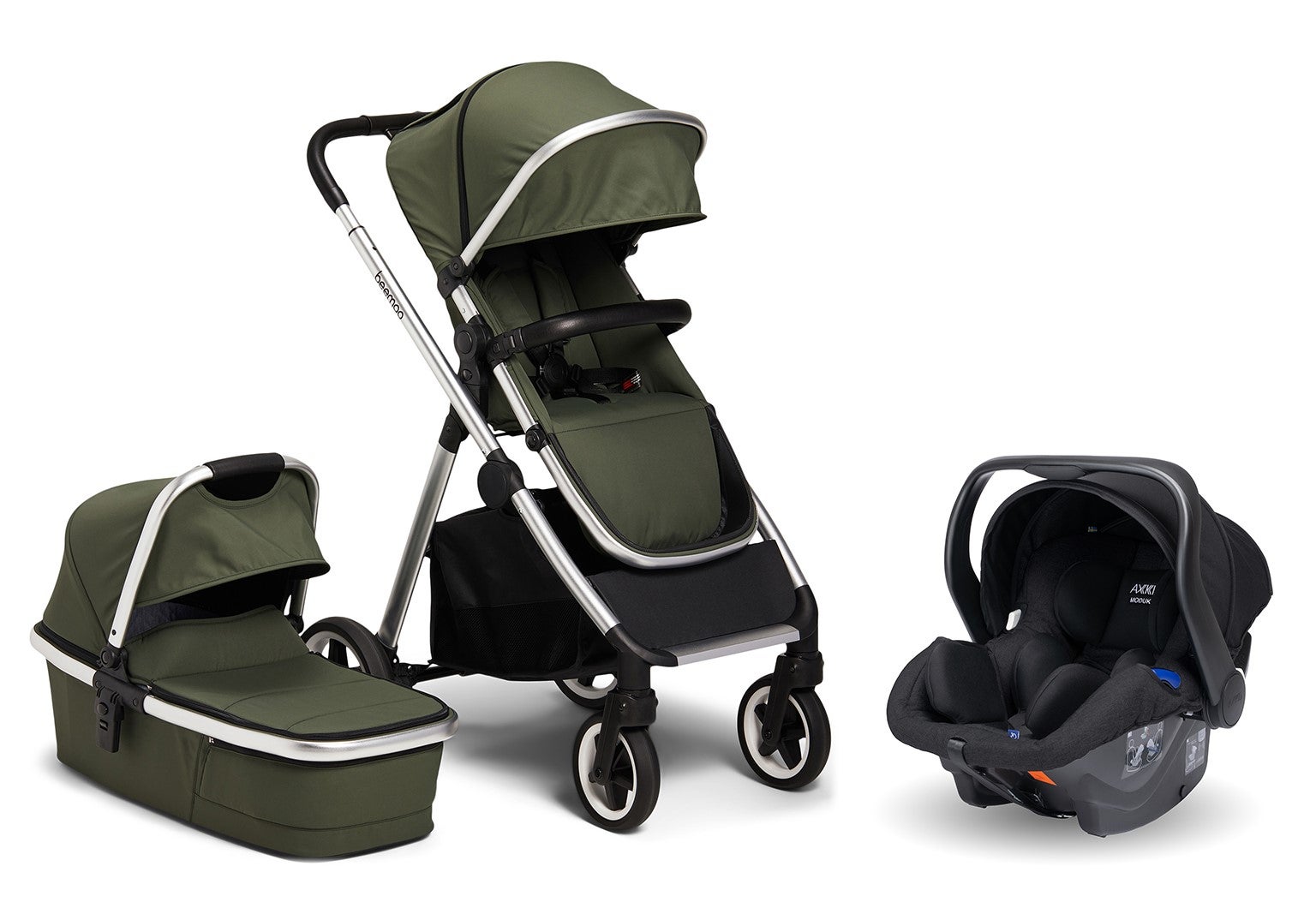 Beemoo Pro Duo Yhdistelmävaunut + Axkid Modukid Infant Turvakaukalo, Green
