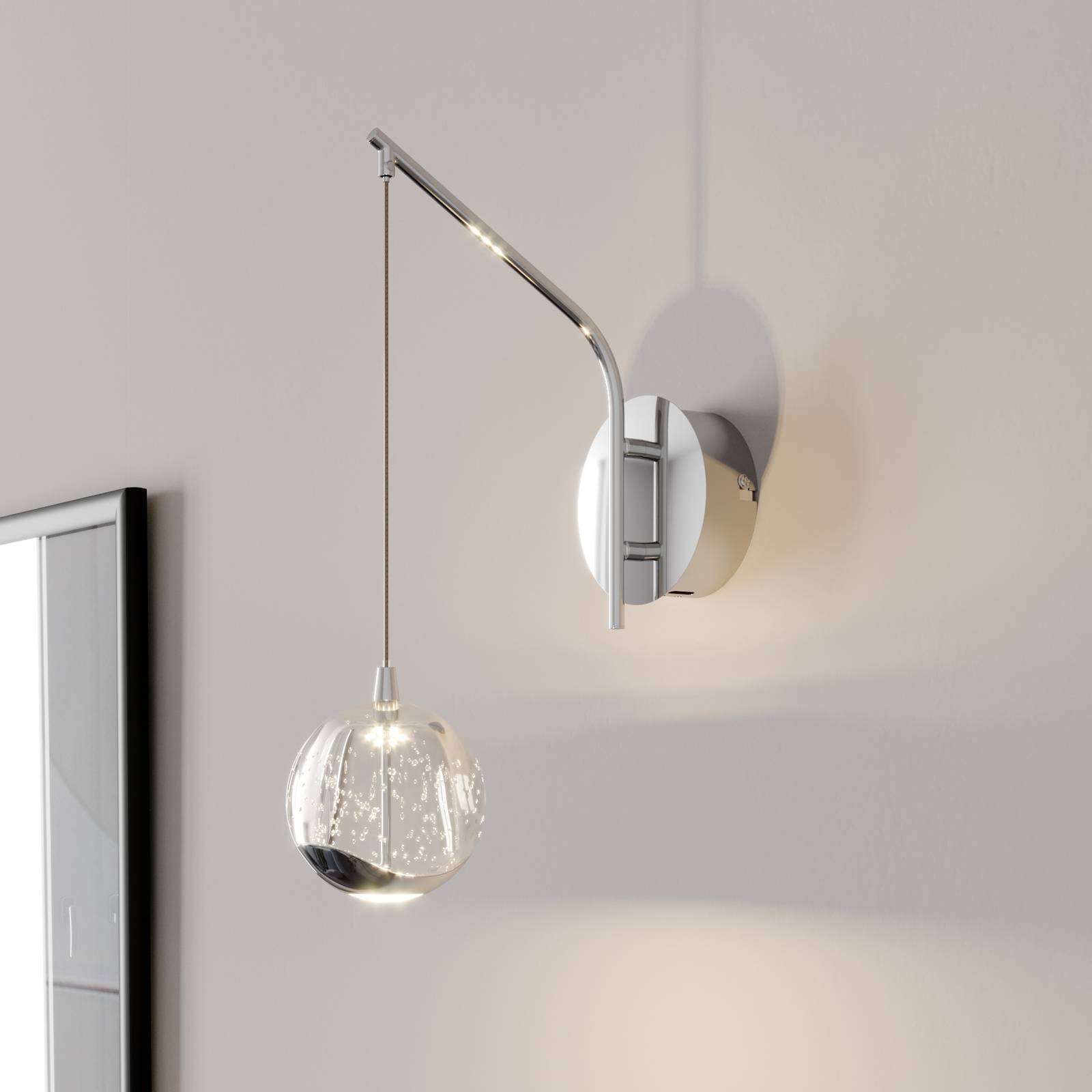 LED-seinävalaisin Hayley, riippuva pallo, kromi