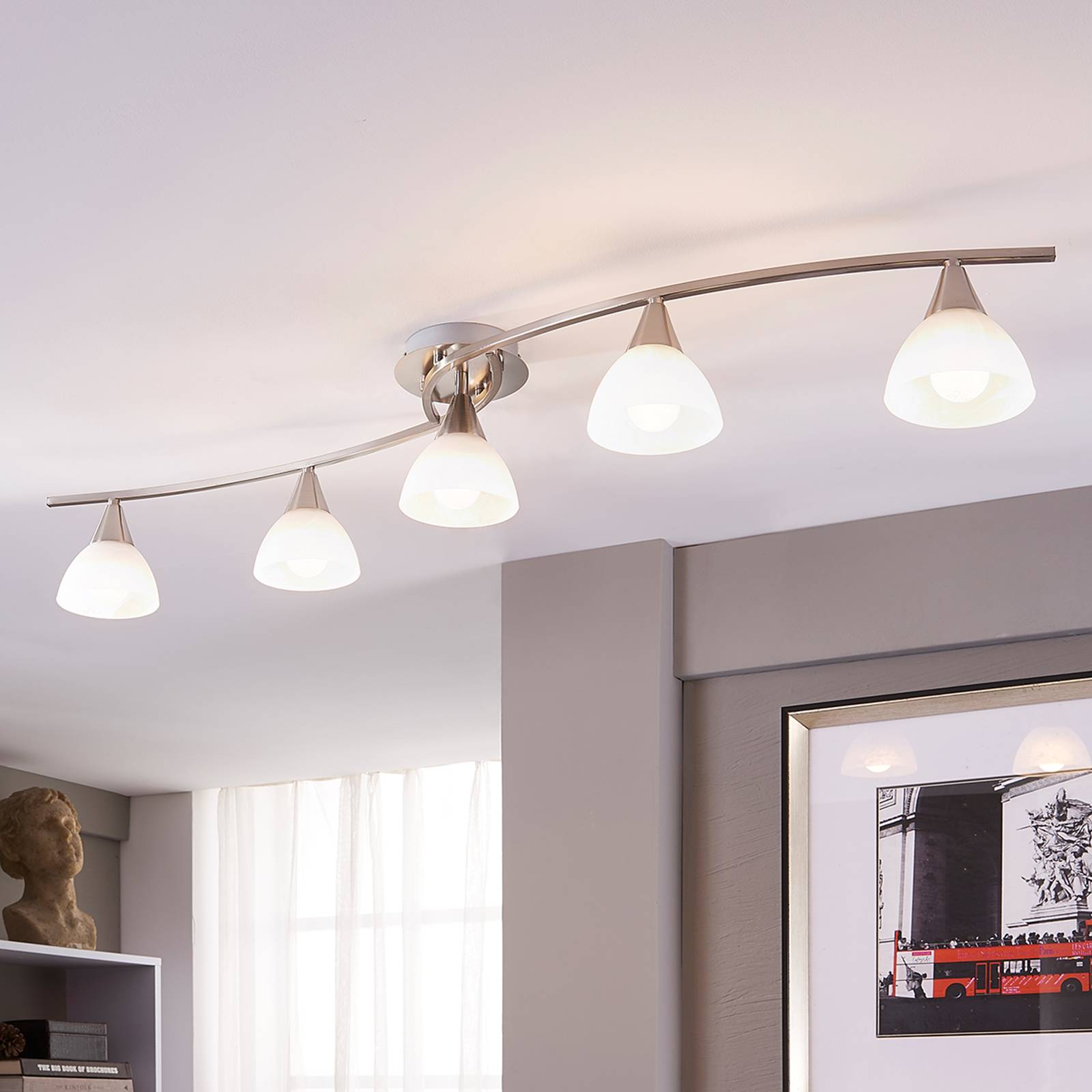 5-lampp. Della LED-kattovalaisin, matta nikkeli