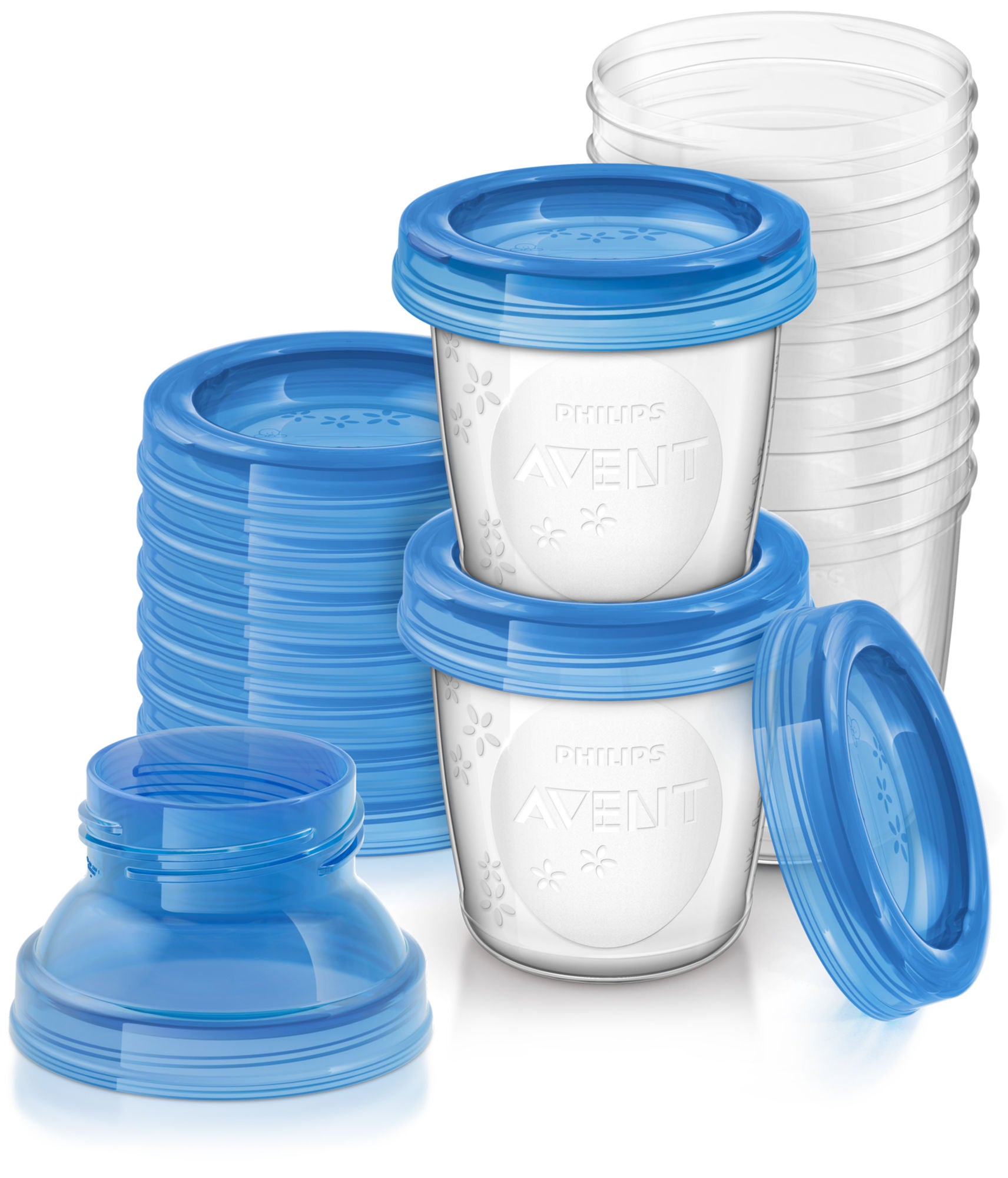 Philips Avent Maidonsäilytysmukit 180 ml 10-pack + Adapterit