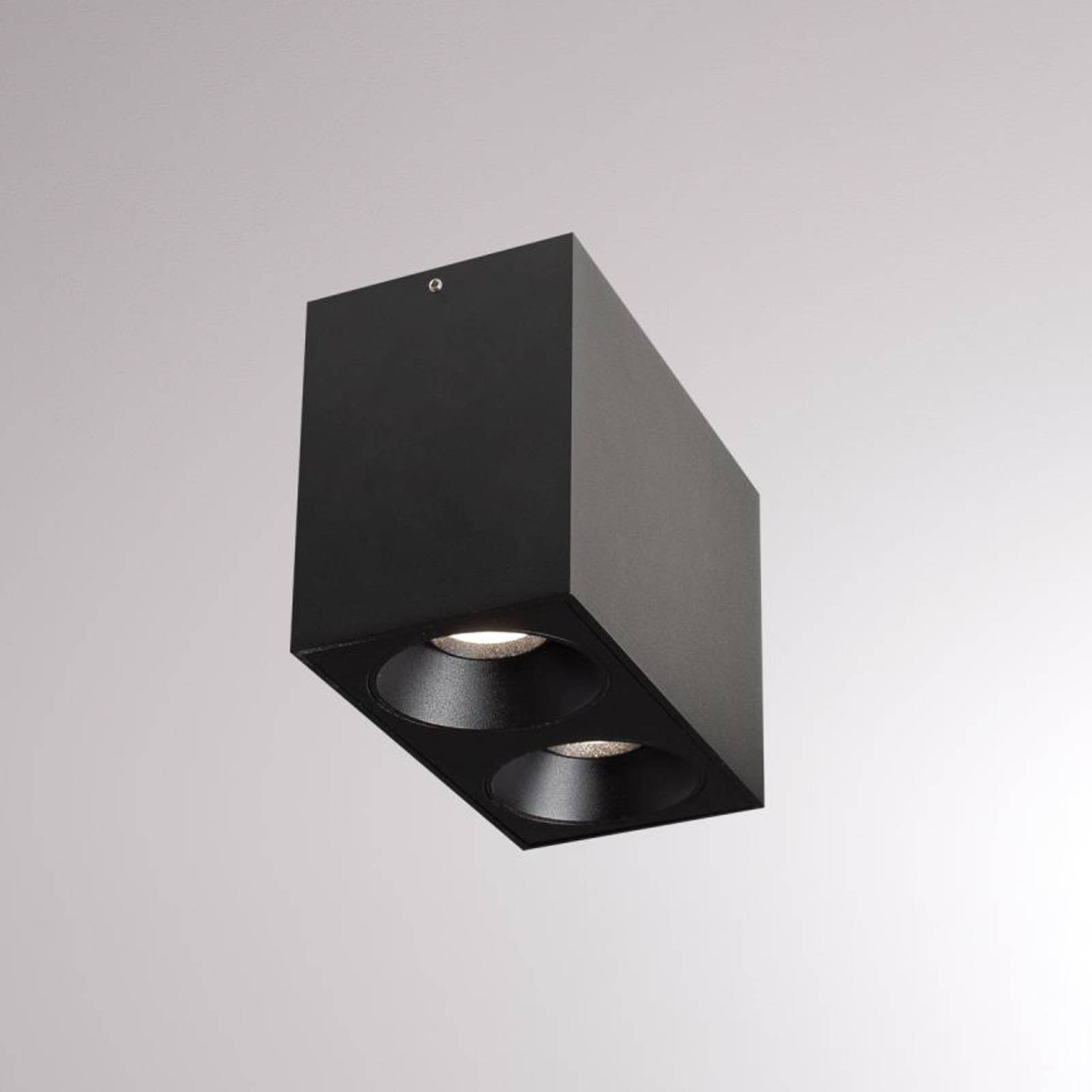 LOUM Atus Square -LED-kattovalo, 2-lamp., musta