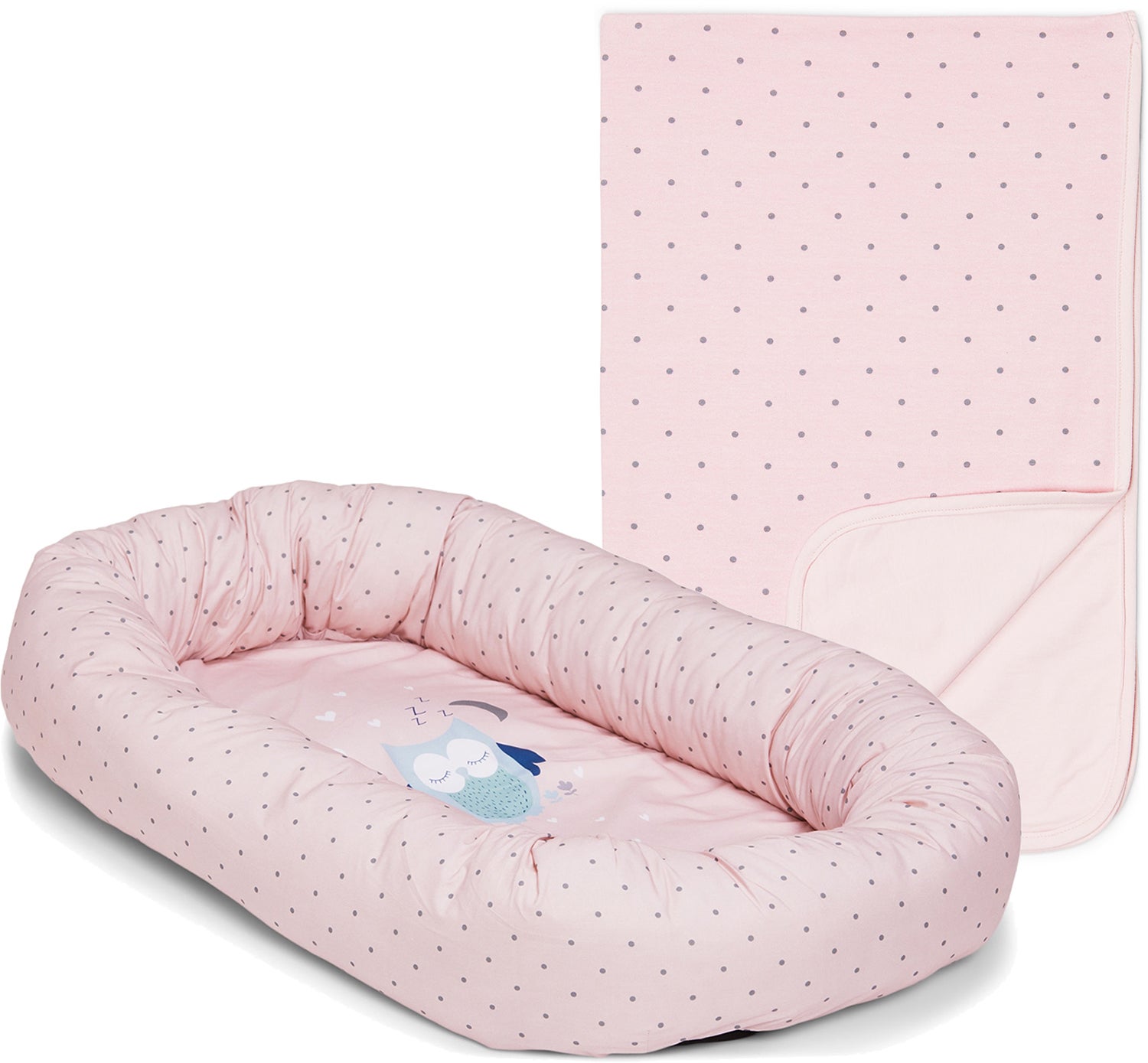Alice & Fox Unipesä Owl, Pink + Alice & Fox Viltti Dots, Pink
