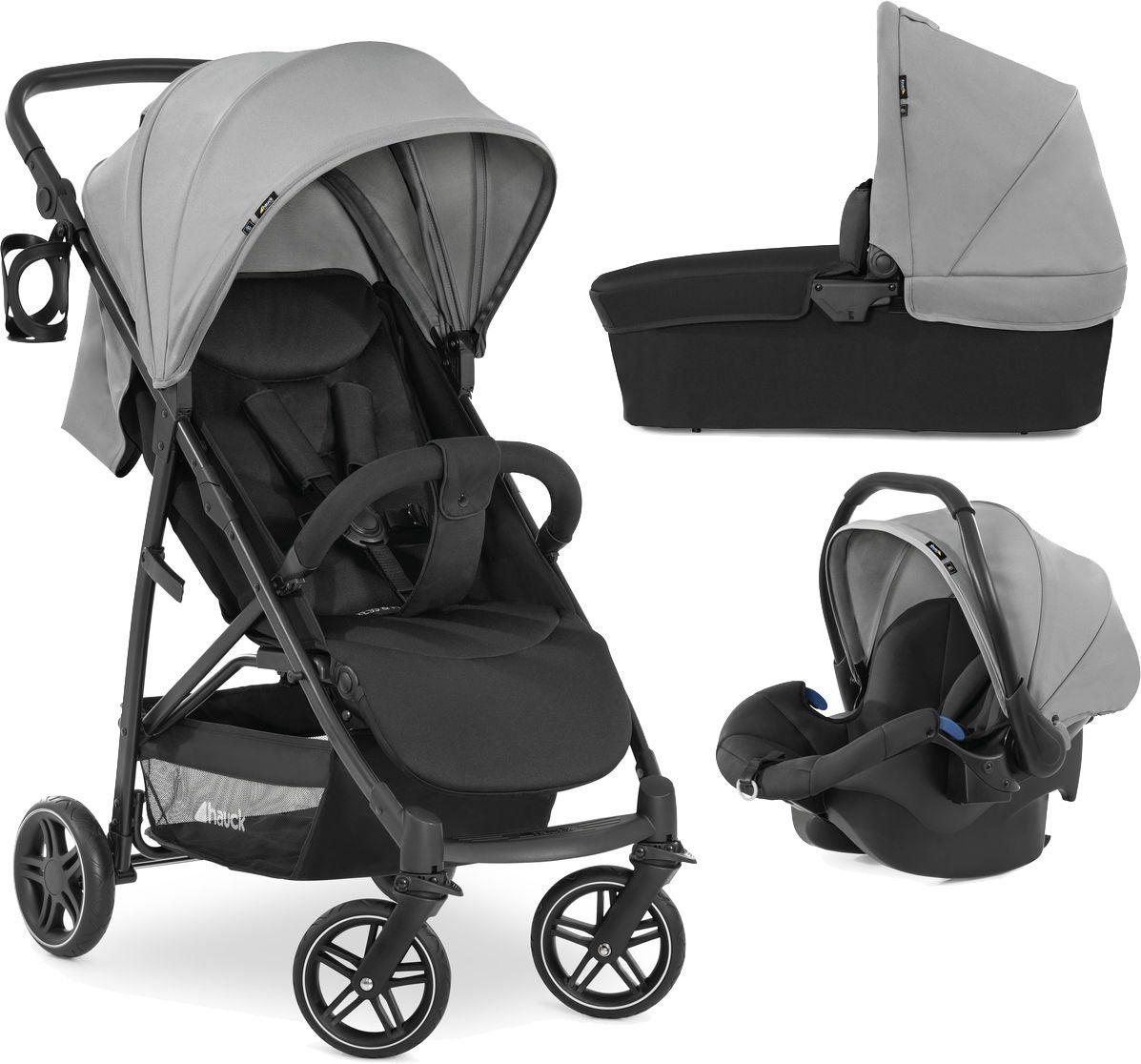 Hauck Rapid 4R Plus Trioset Yhdistelmävaunut, Grey