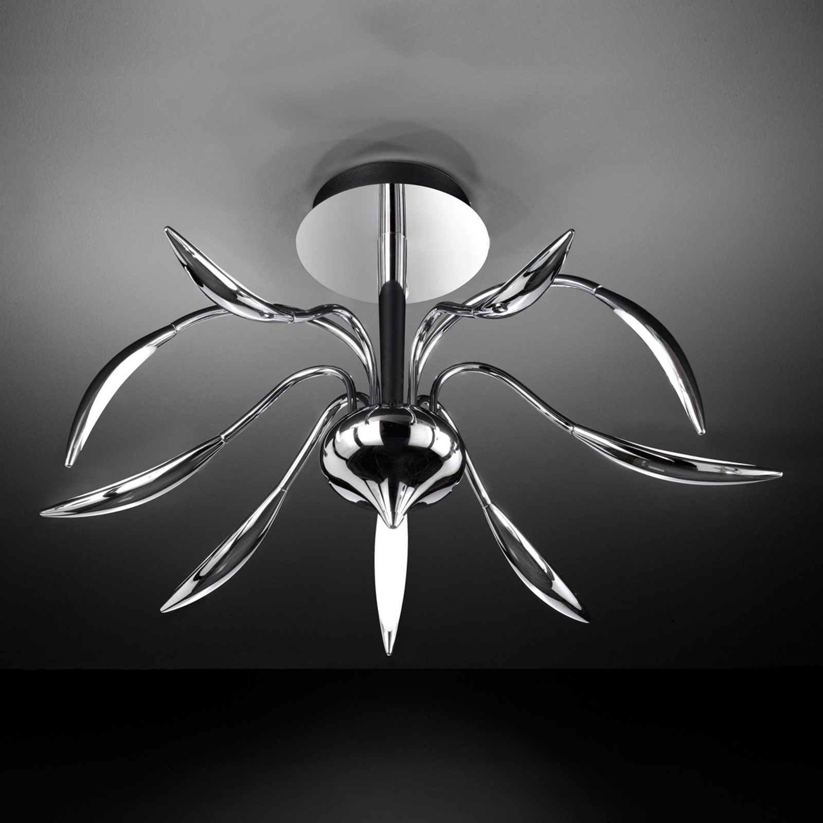 LED-kattovalo Hampton, himmennys, kromi, 9-lamp