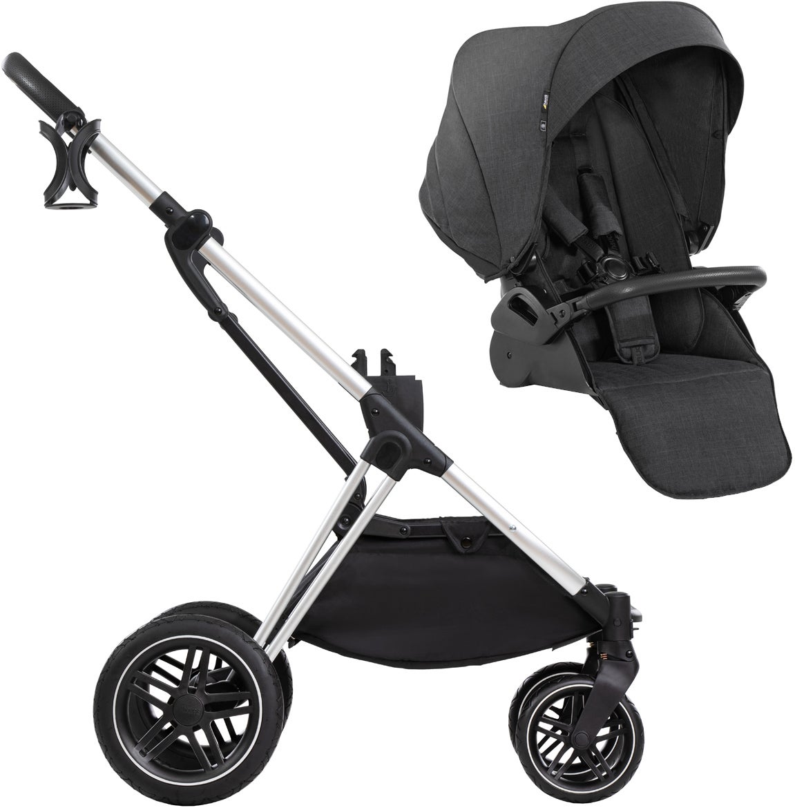 Hauck Vision X Lastenrattaat, Black Melange/Silver