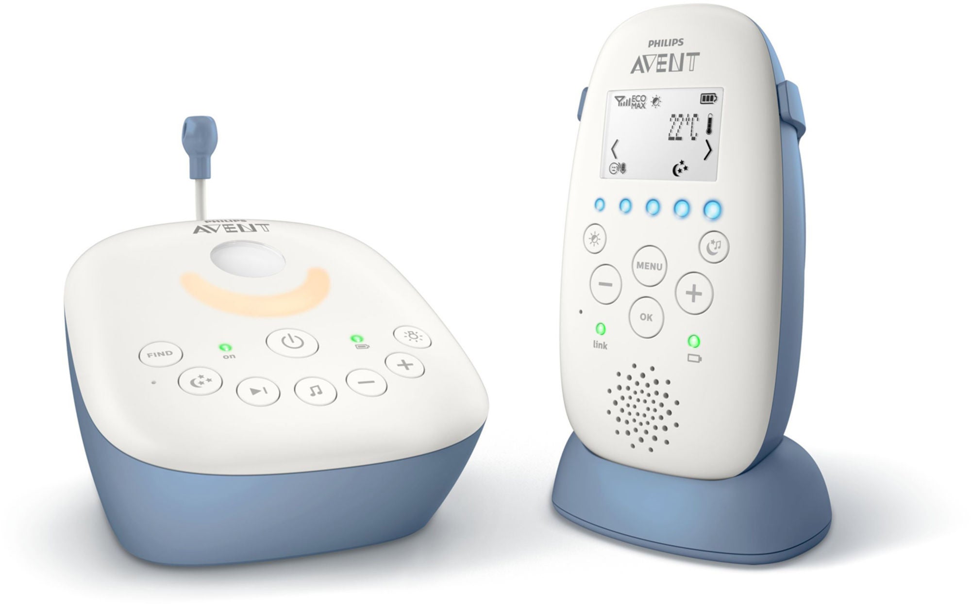 Philips Avent SCD734 DECT Itkuhälytin, Valkoinen/Sininen
