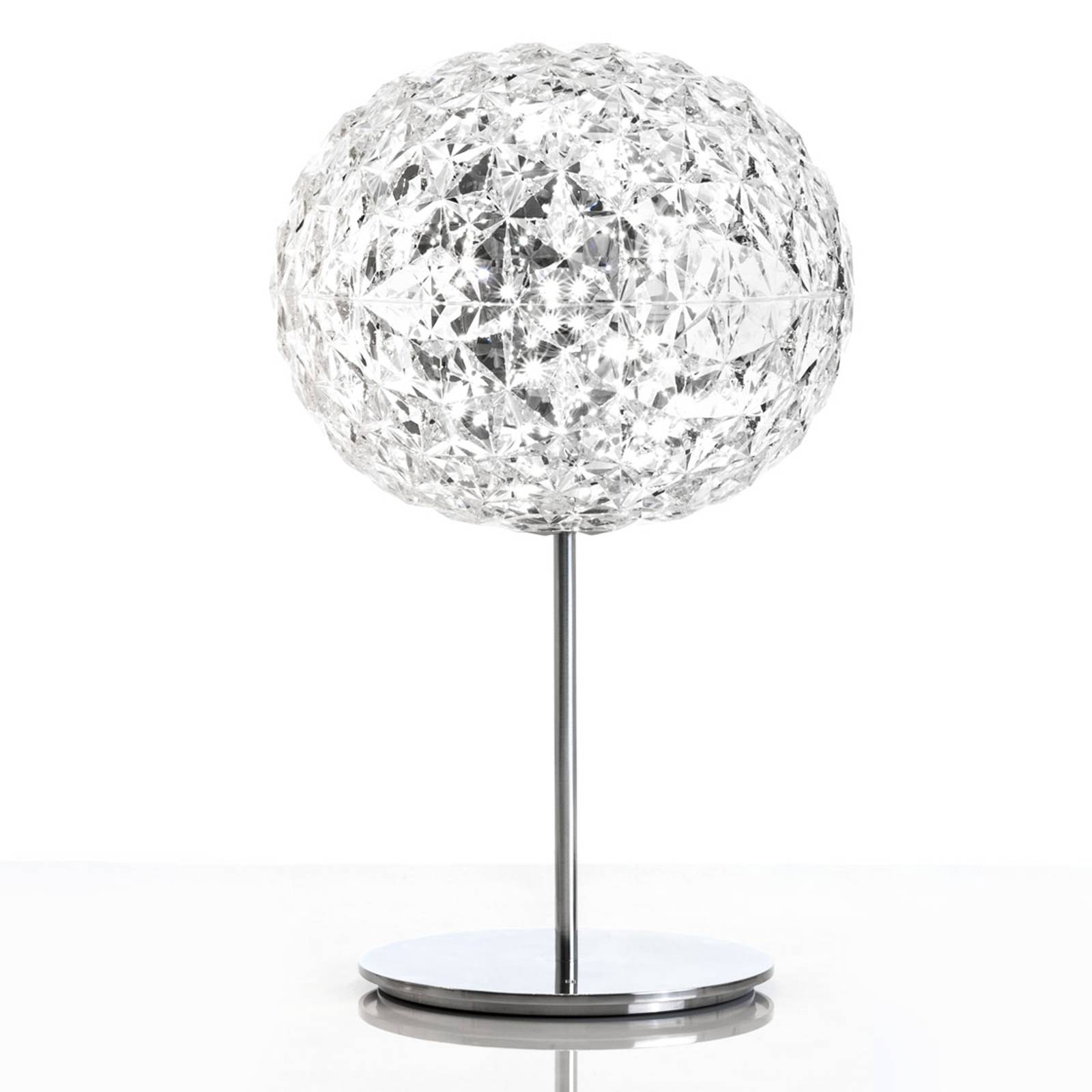 LED-pöytävalaisin Planet, kosketushimm., läpinäk.