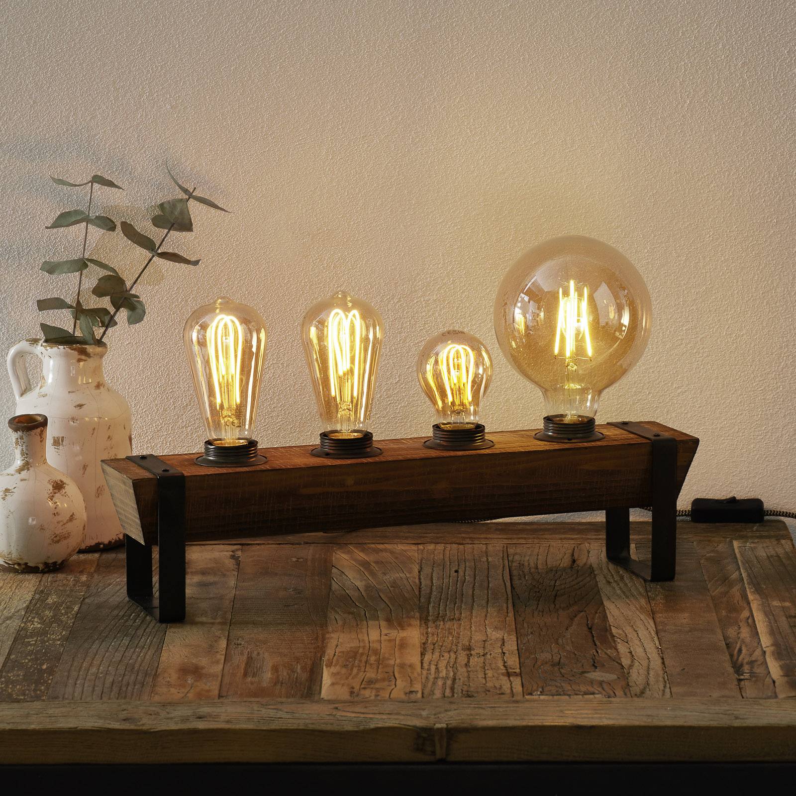Pöytävalaisin Legno puuta, nelilamppuinen