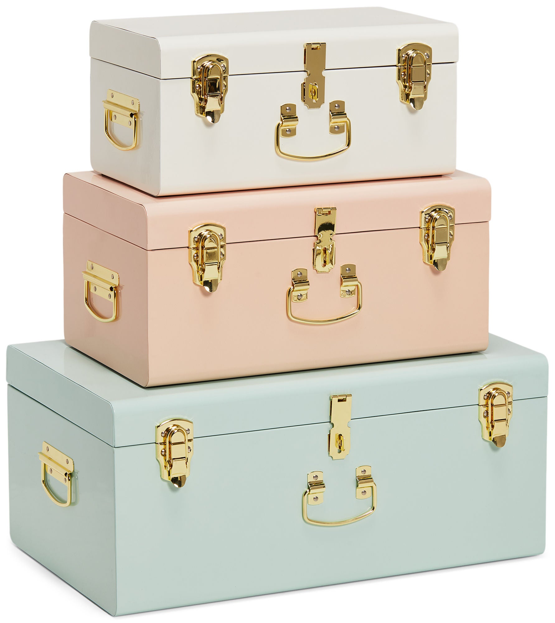 Minitude Säilytyslaatikot Matkalaukku 3–pack, Pink/Green
