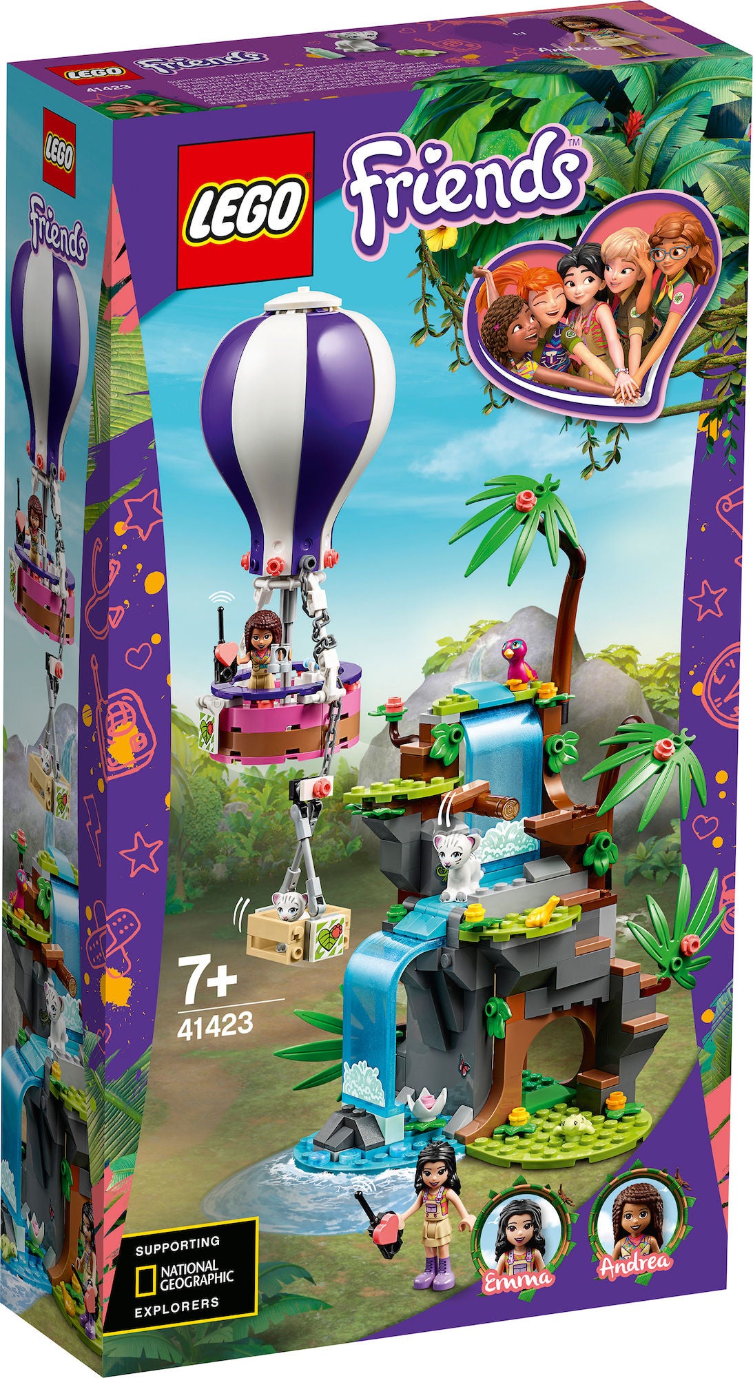 LEGO Friends 41423 Tiikerin Kuumailmapallopelastus Viidakossa
