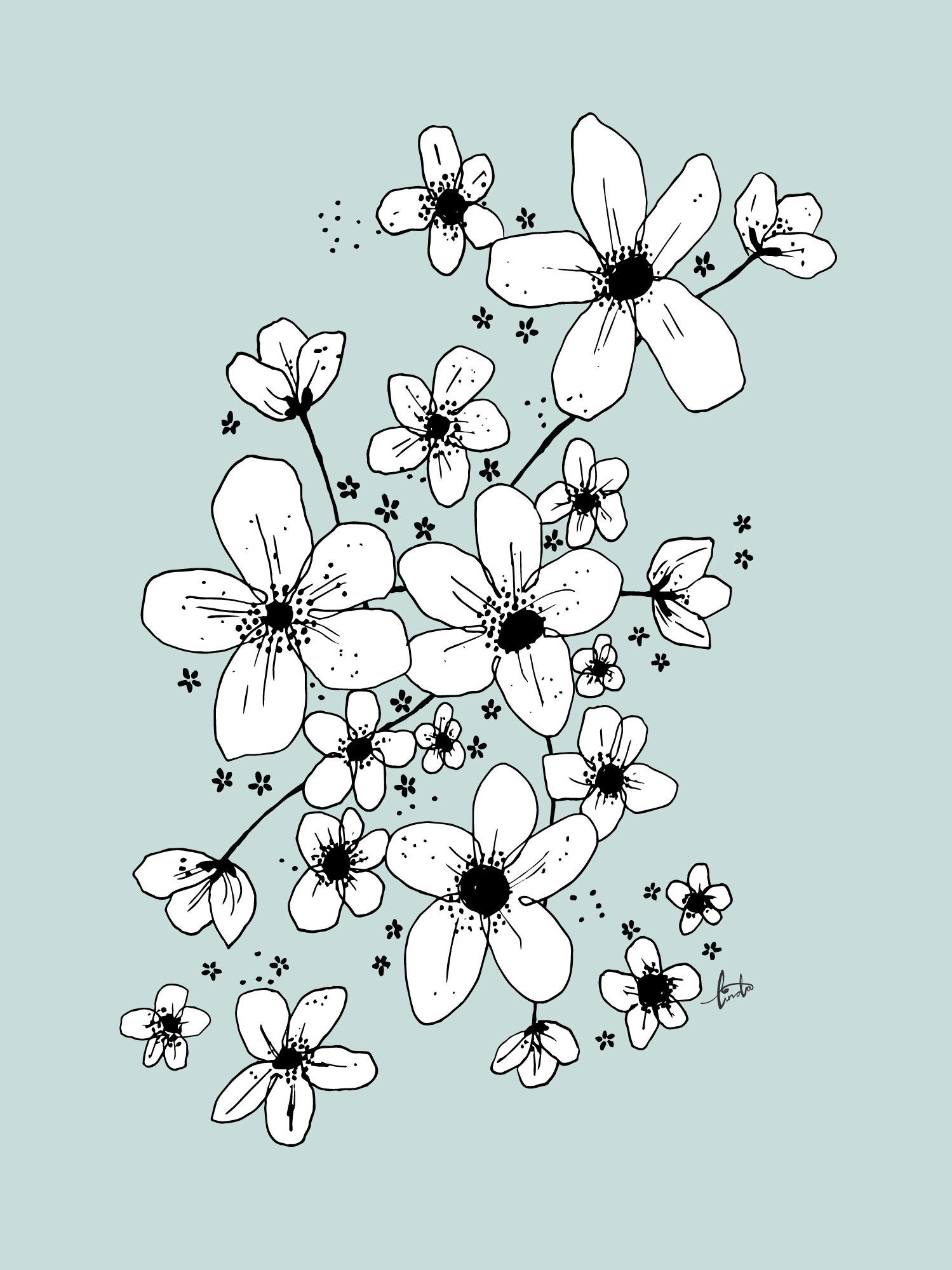 Lilou Lilou Juliste Anemone 30x40, Vihreä