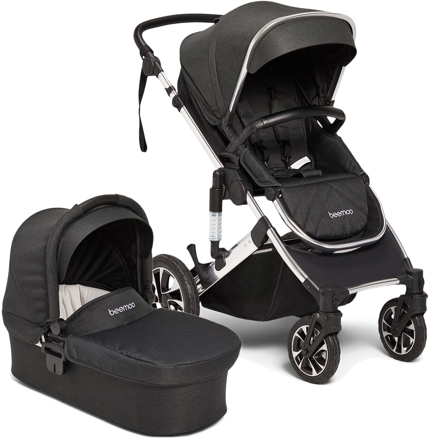 Beemoo Maxi 4 Yhdistelmävaunut, Black/Silver
