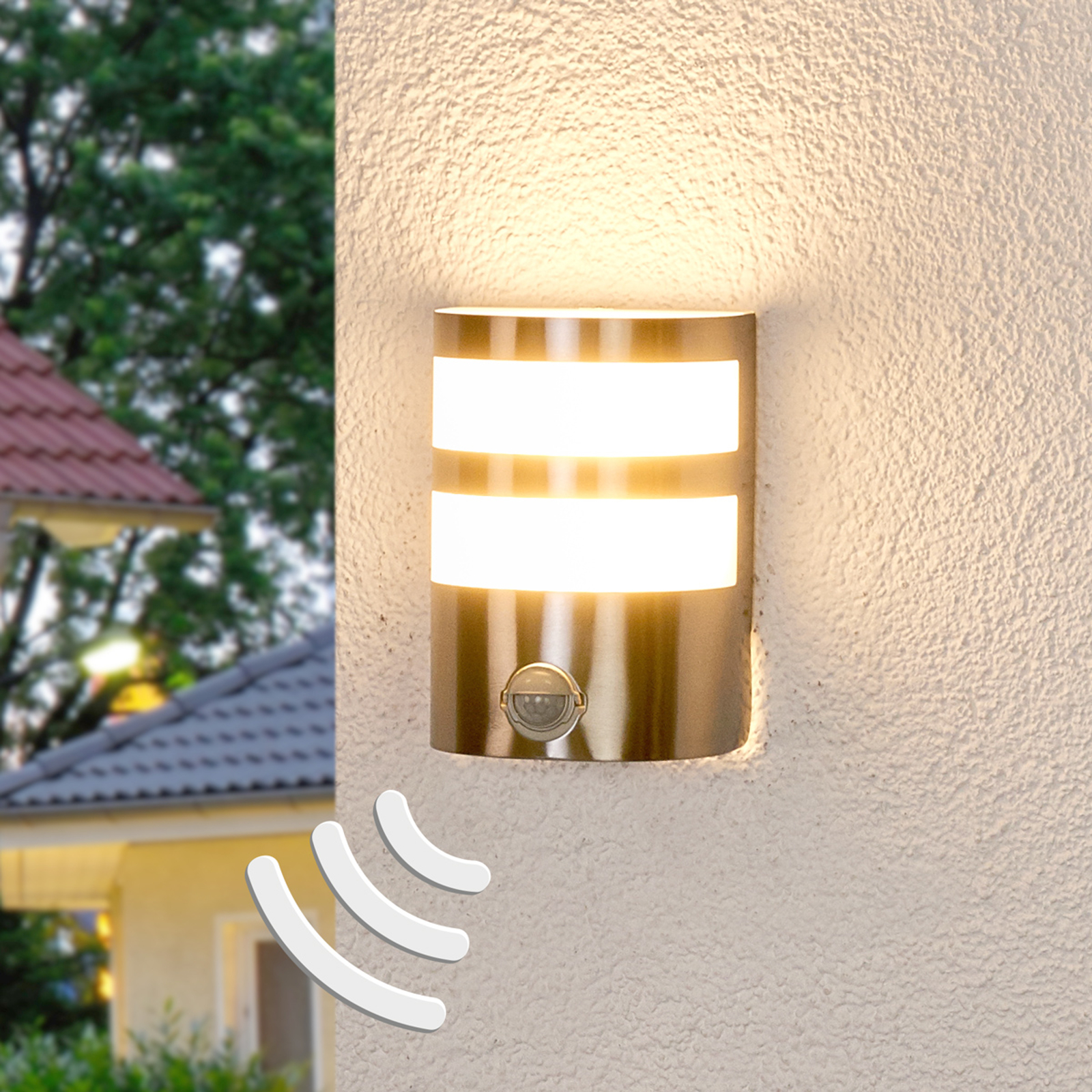 LED-ulkoseinävalaisin Lucja liiketunnistimella