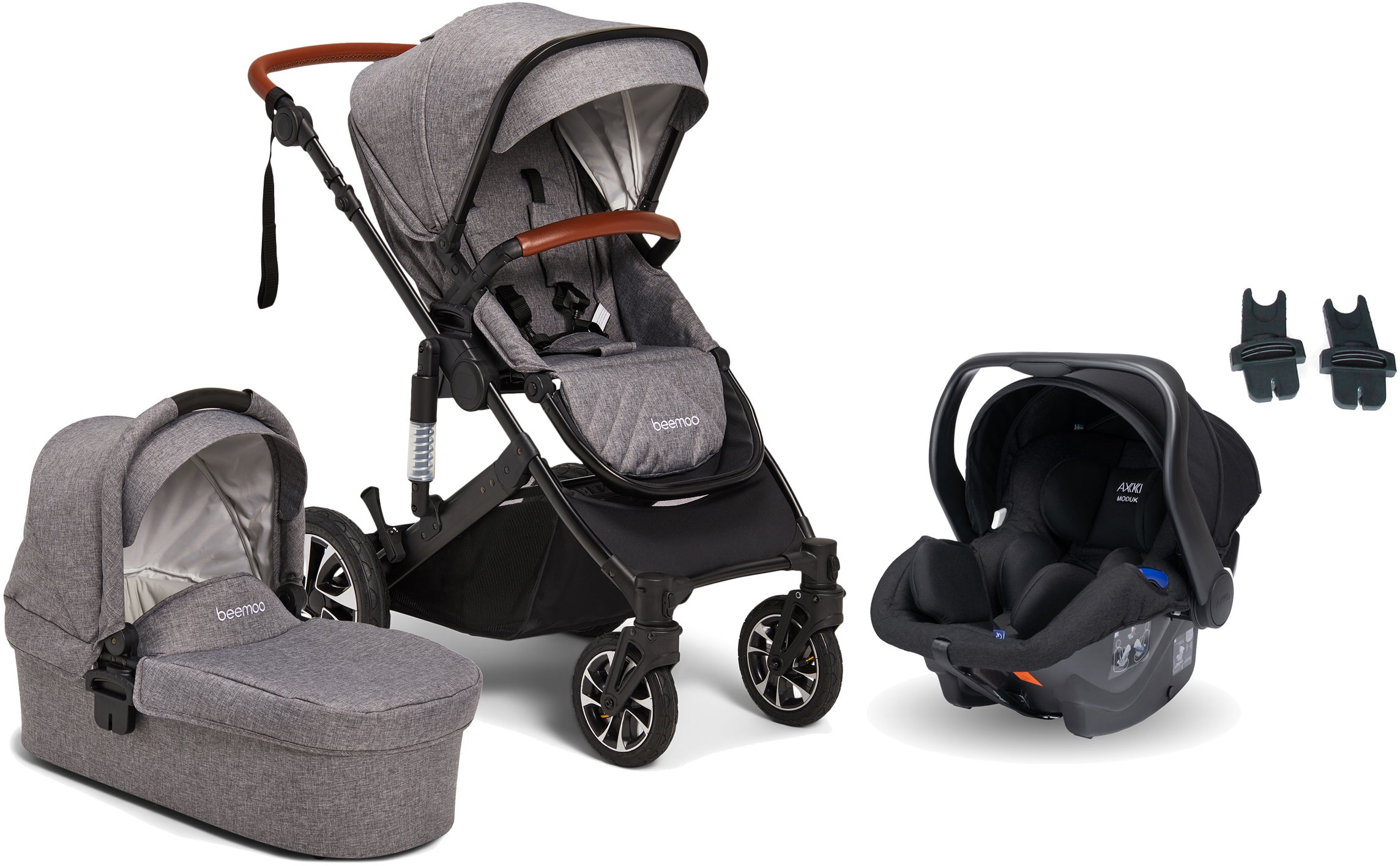 Beemoo Maxi 4 Yhdistelmävaunut Sis. Axkid Modukid Infant Turvakaukalo, Grey/Black