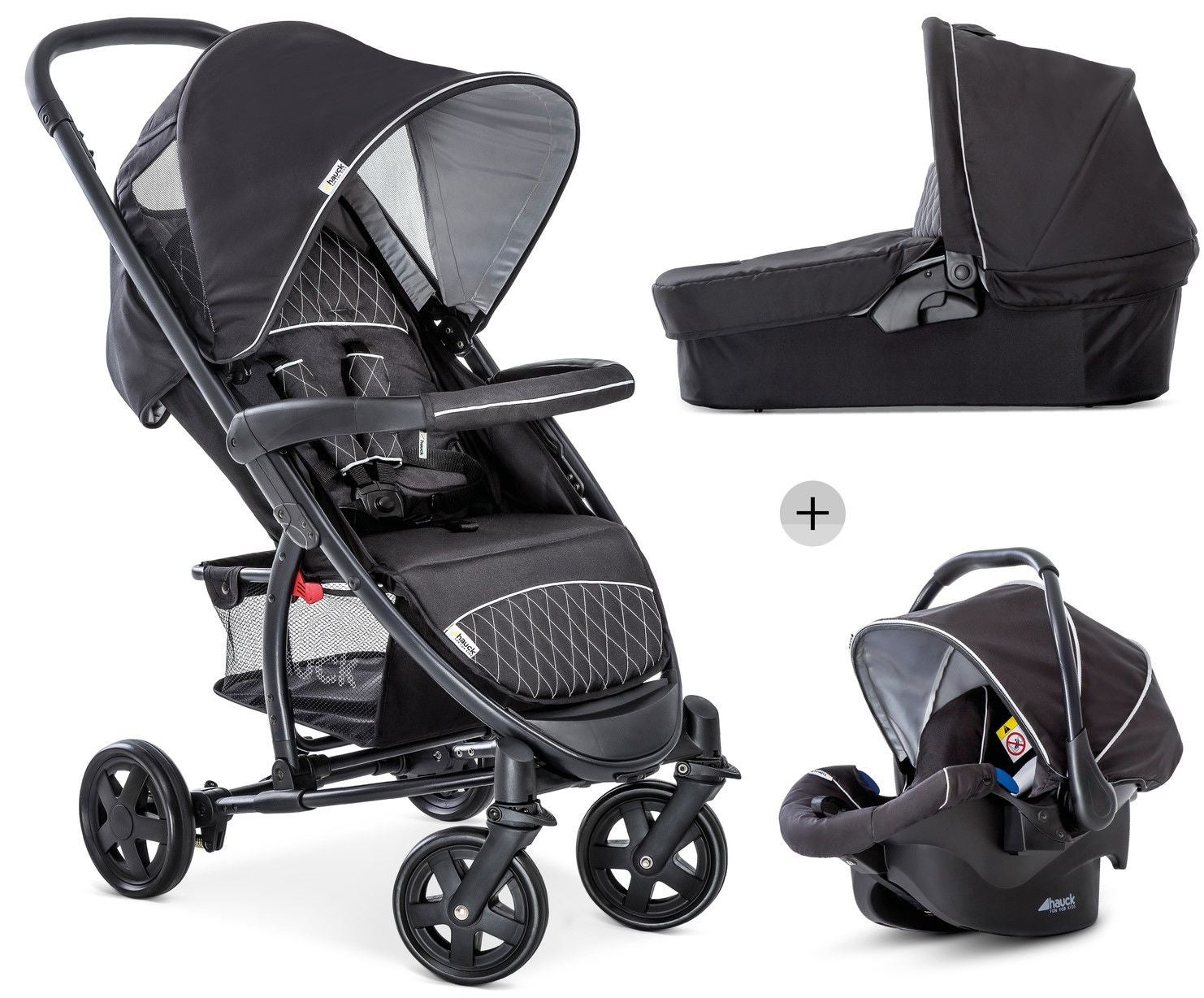 Hauck Malibu 4 Lastenrattaat Triosetti, Black/Silver