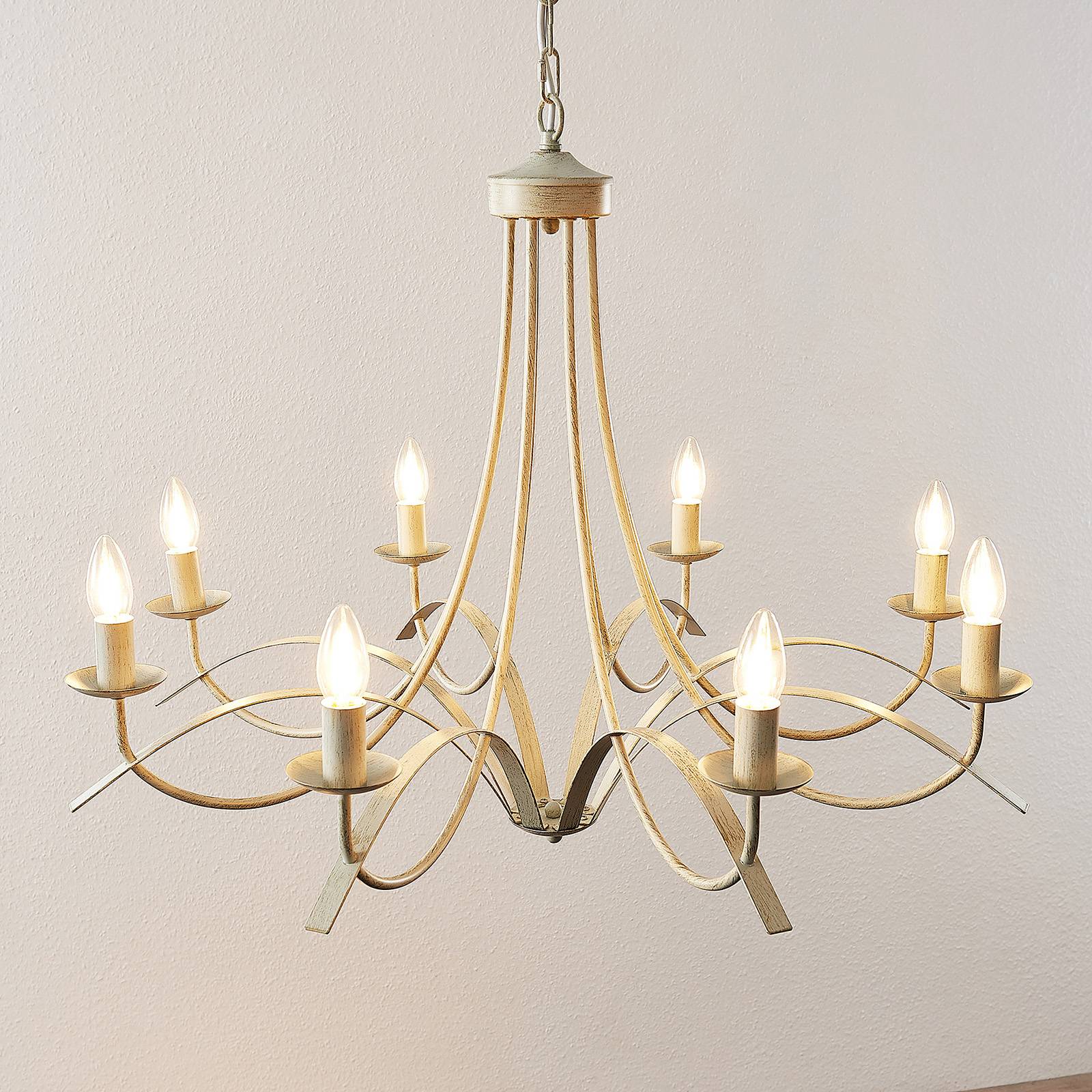 Lindby Amonja -kattokruunu, 8-lamp., valkoinen
