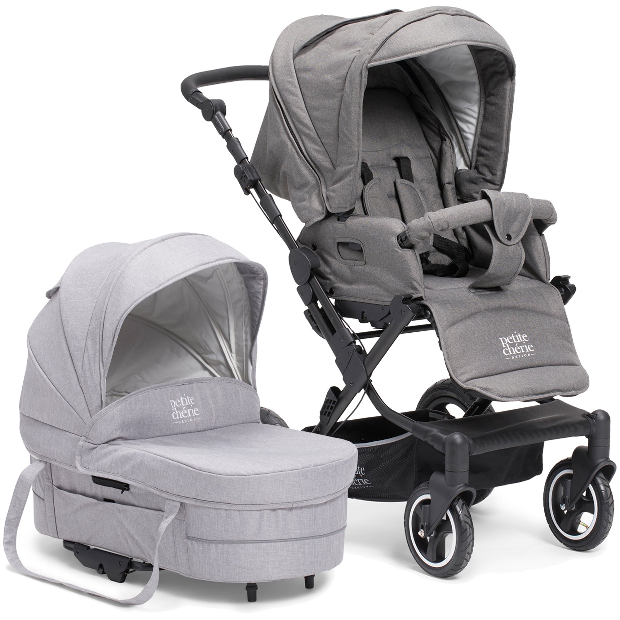 Petite Chérie Solide S Yhdistelmävaunut, Dark Grey Melange/ Light Grey