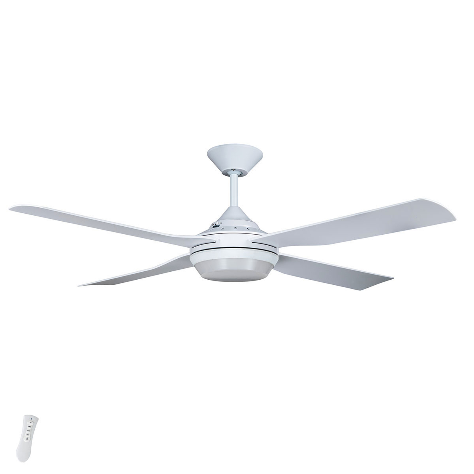 Kattotuuletin Moonah, LED-valaisin 132cm valkoinen