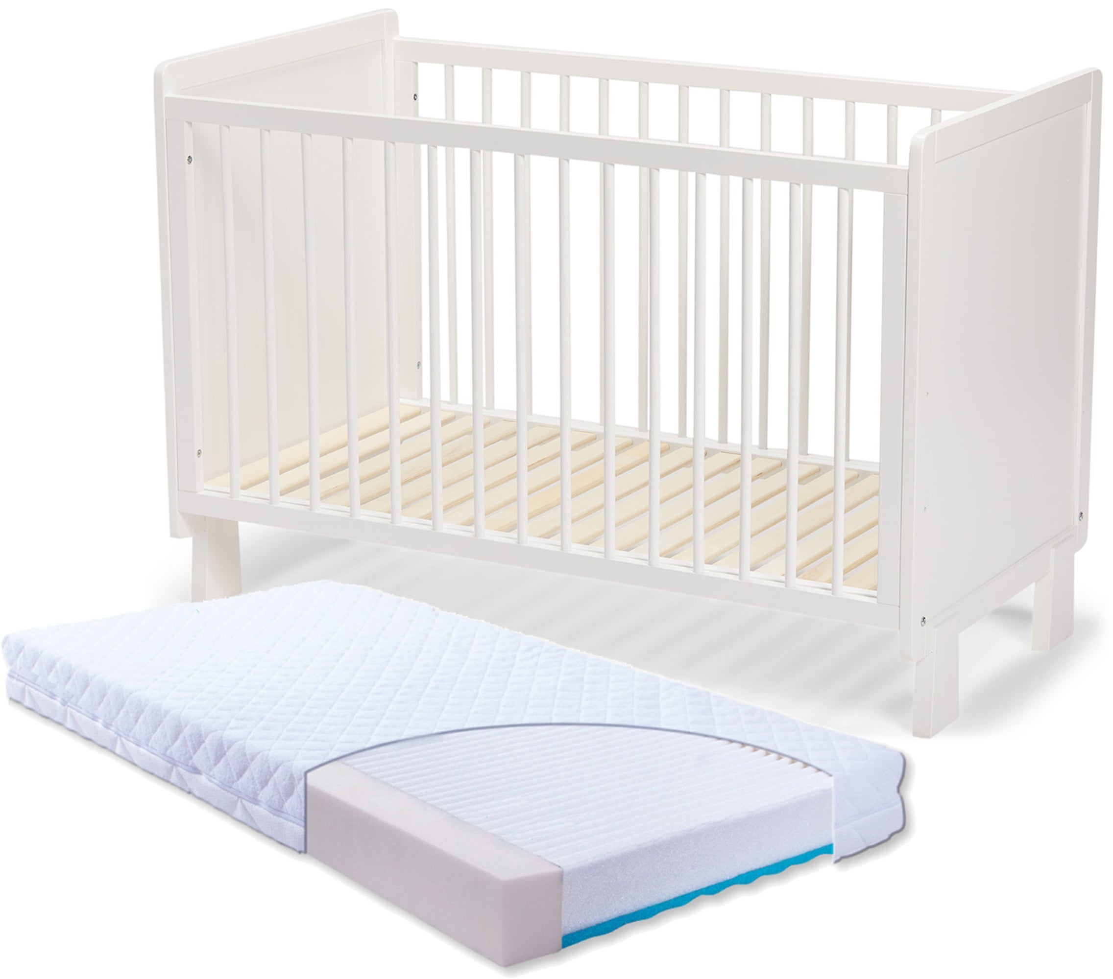 JLY Heaven Pinnasänky + Babymatex Carpathia Patja 60x120, Valkoinen
