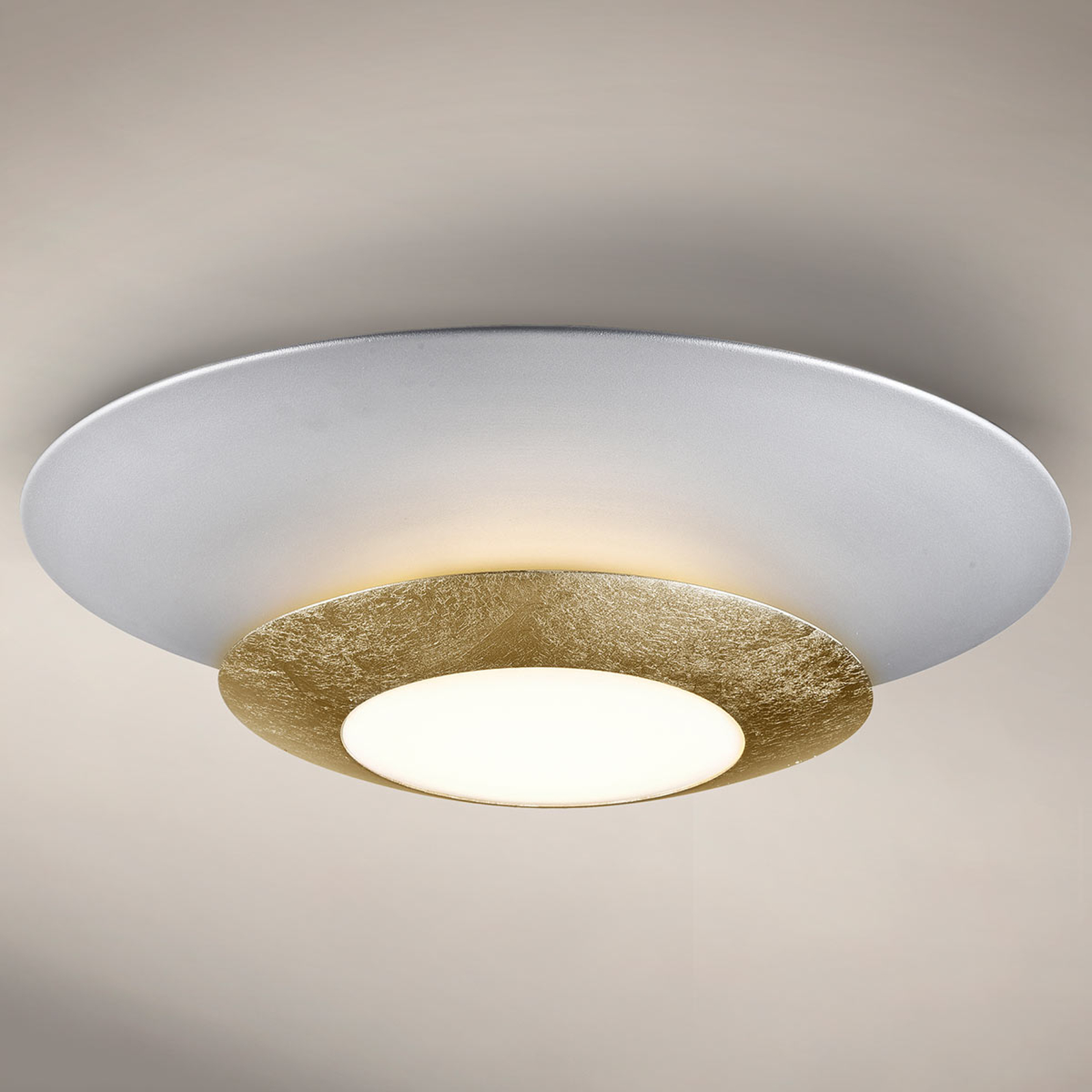 Pyöreä LED-kattovalaisin Hole, kultainen kalvo