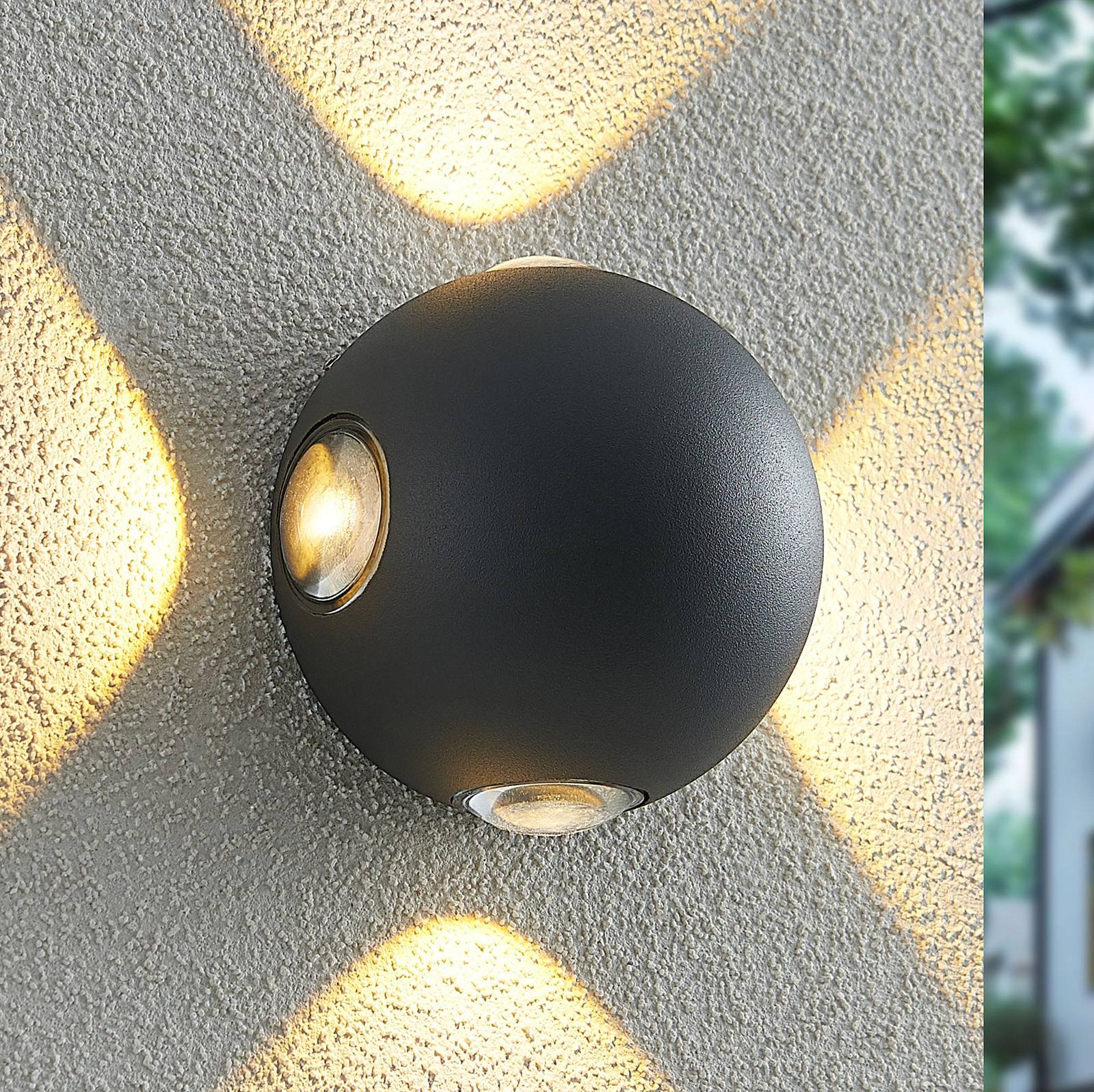Lindby Esmani -LED-seinävalo pyöreä 4-lamp. harmaa
