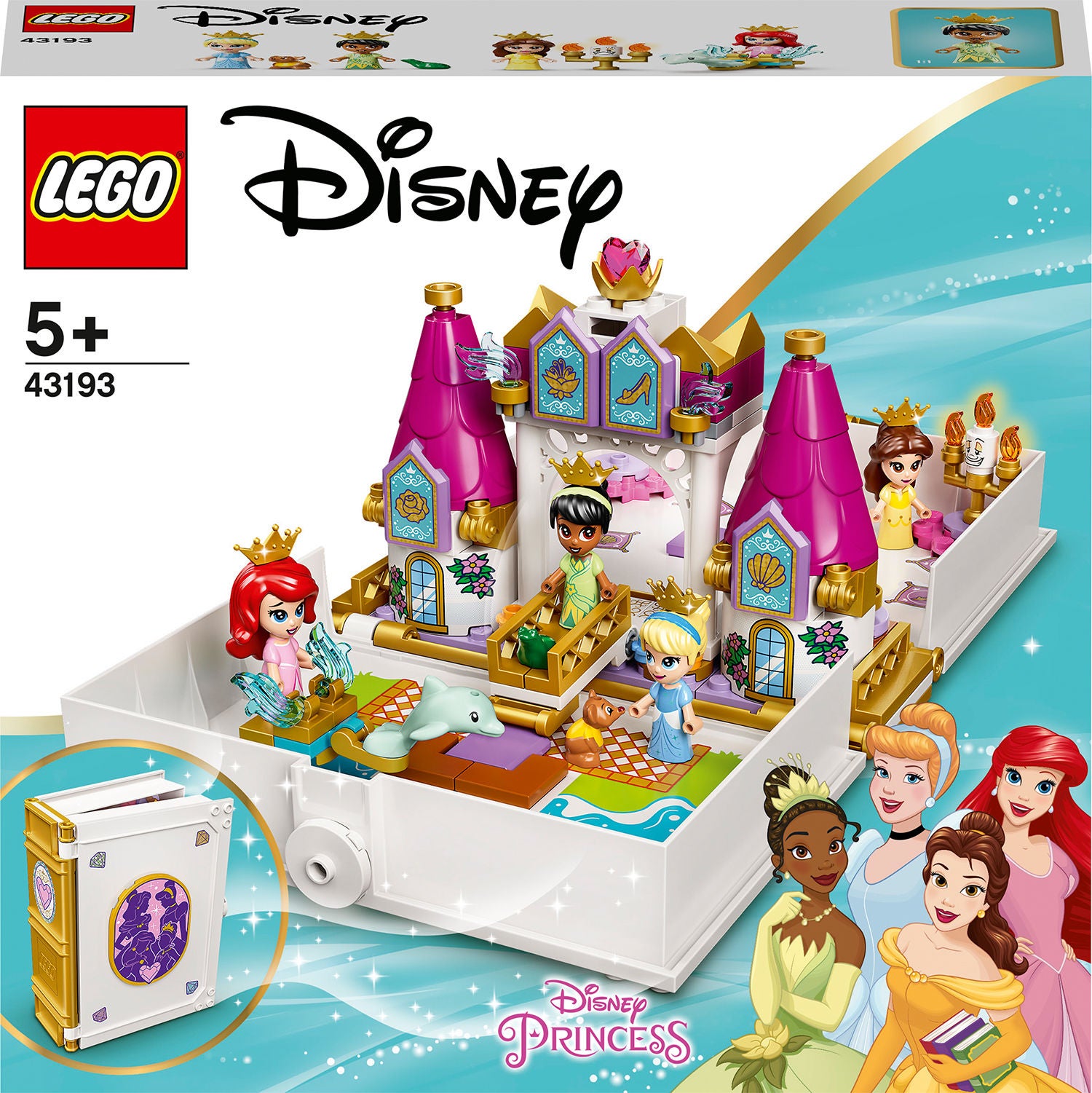 LEGO Disney Prinsessat 43193 Arielin, Bellen, Tuhkimon ja Tianan Satukirjaseikkailu