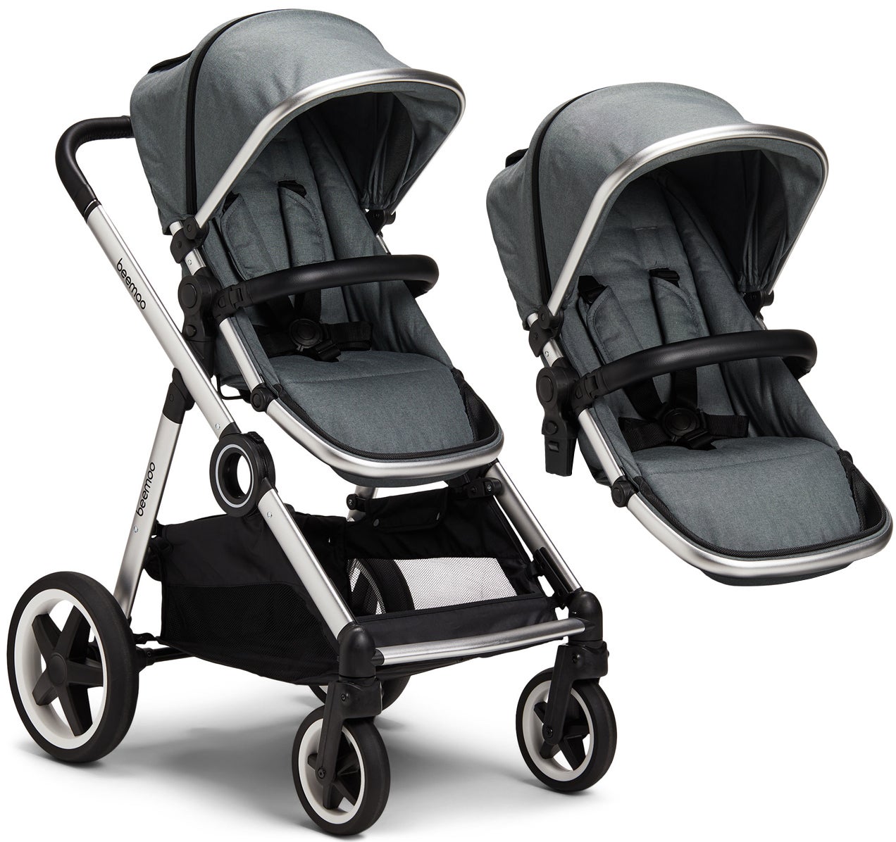 Beemoo Twin Travel+ Kaksosrattaat 2019/2020, Stone Green Melange