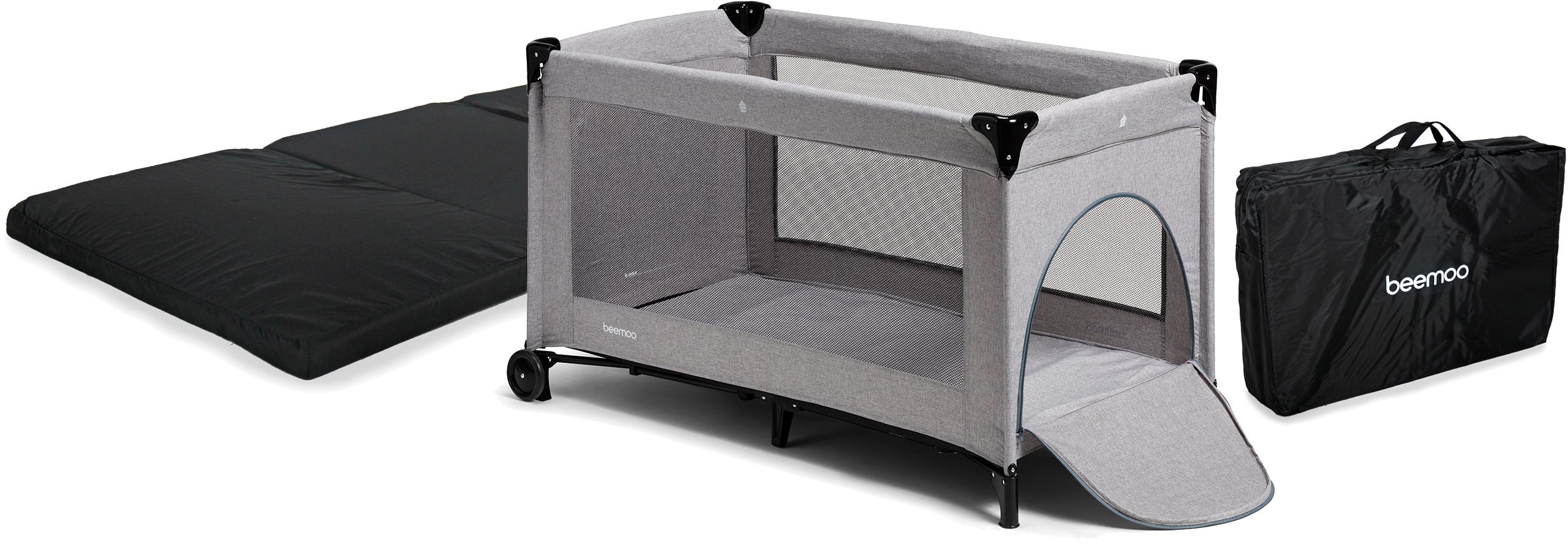 Beemoo Matkasänky Lux sis. Patja, Grey Melange