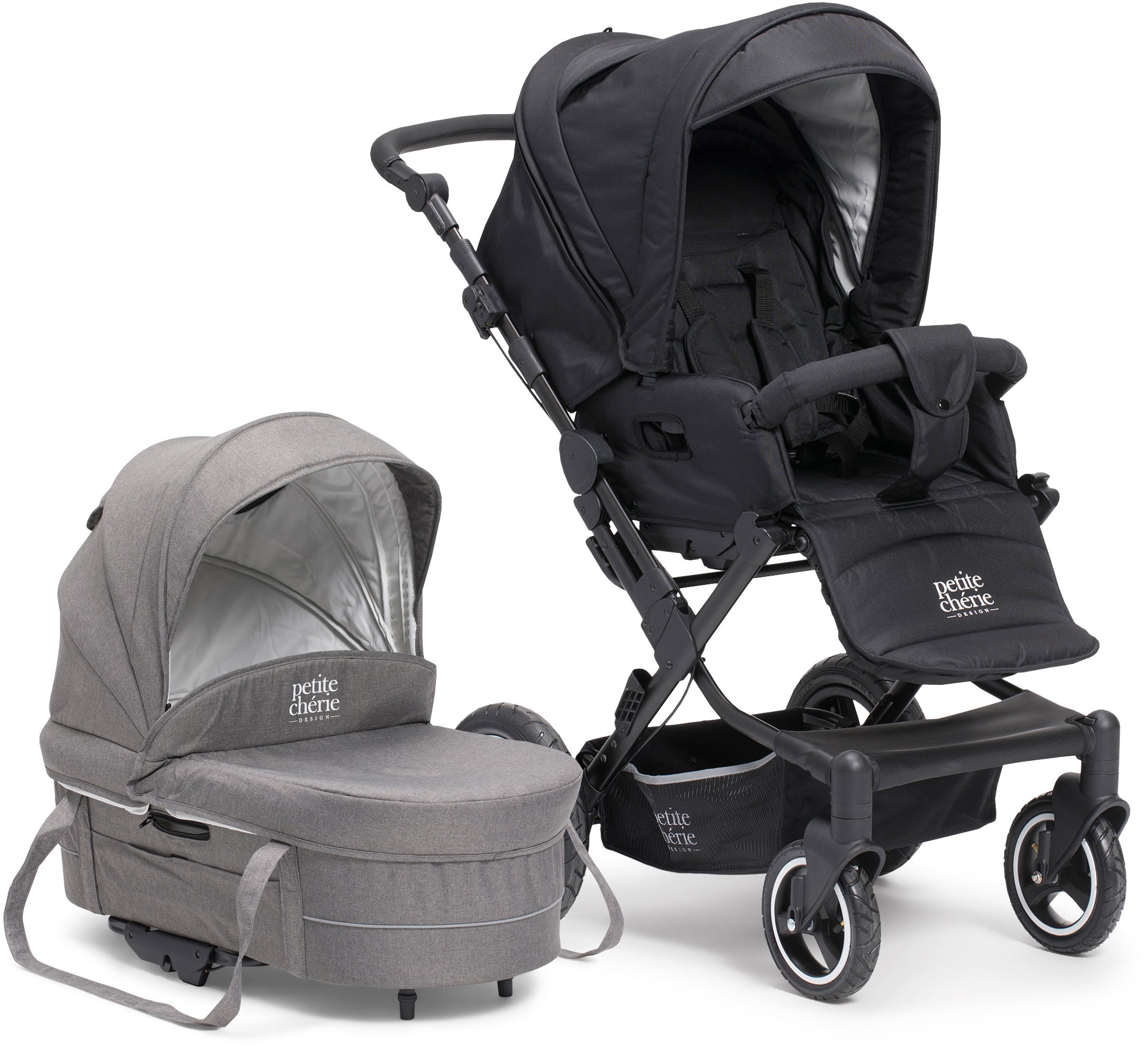 Petit Cherie Solide S Yhdistelmävaunut, Black Melange/Dark Grey Melange