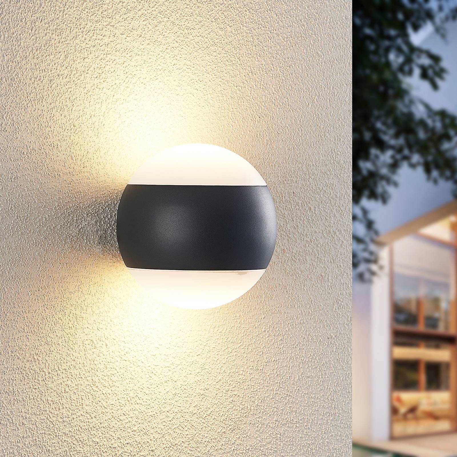 Lindby Mathea LED-ulkoseinälamppu, pyöreä