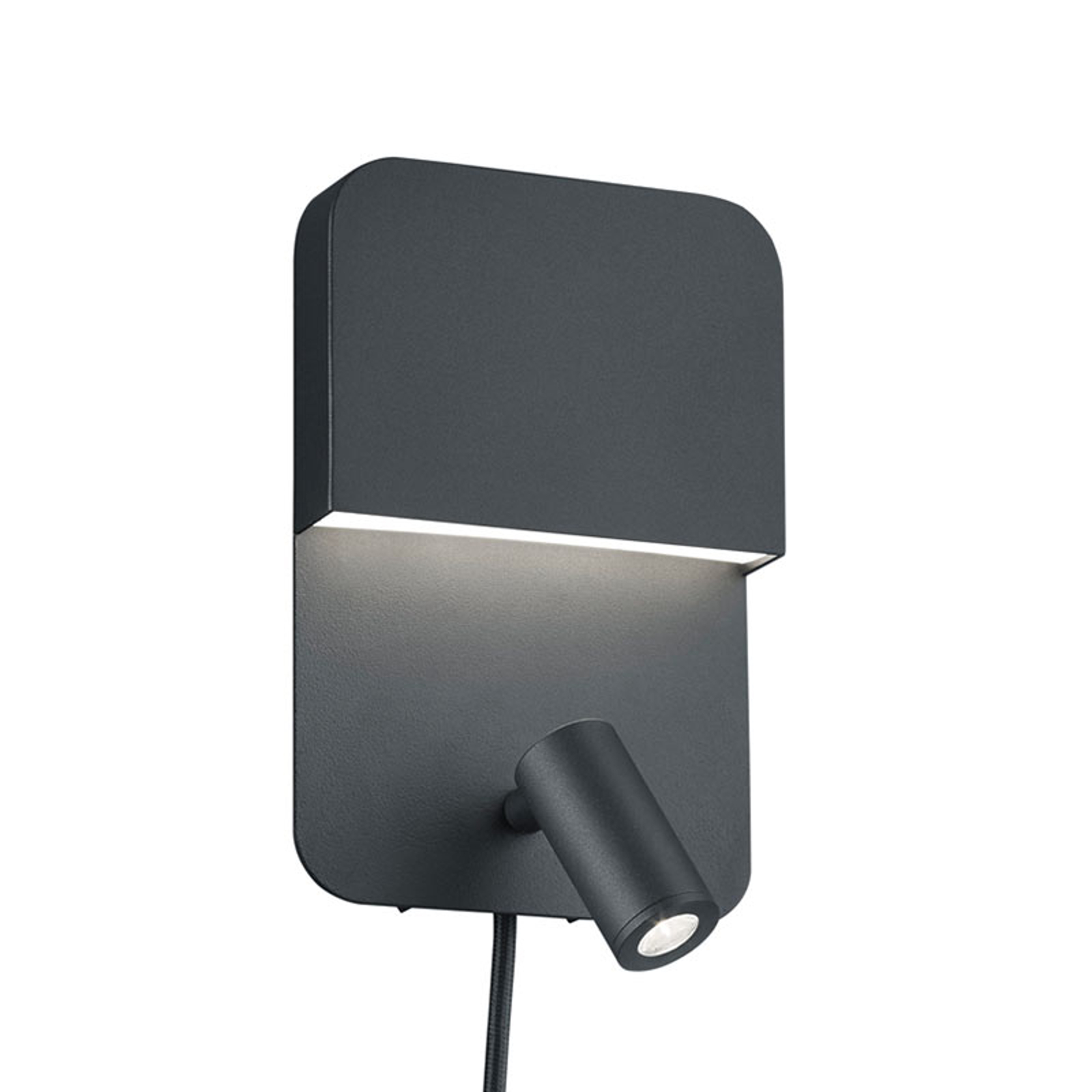 Mattamusta LED-seinälamppu Luigi 2 katkaisijalla