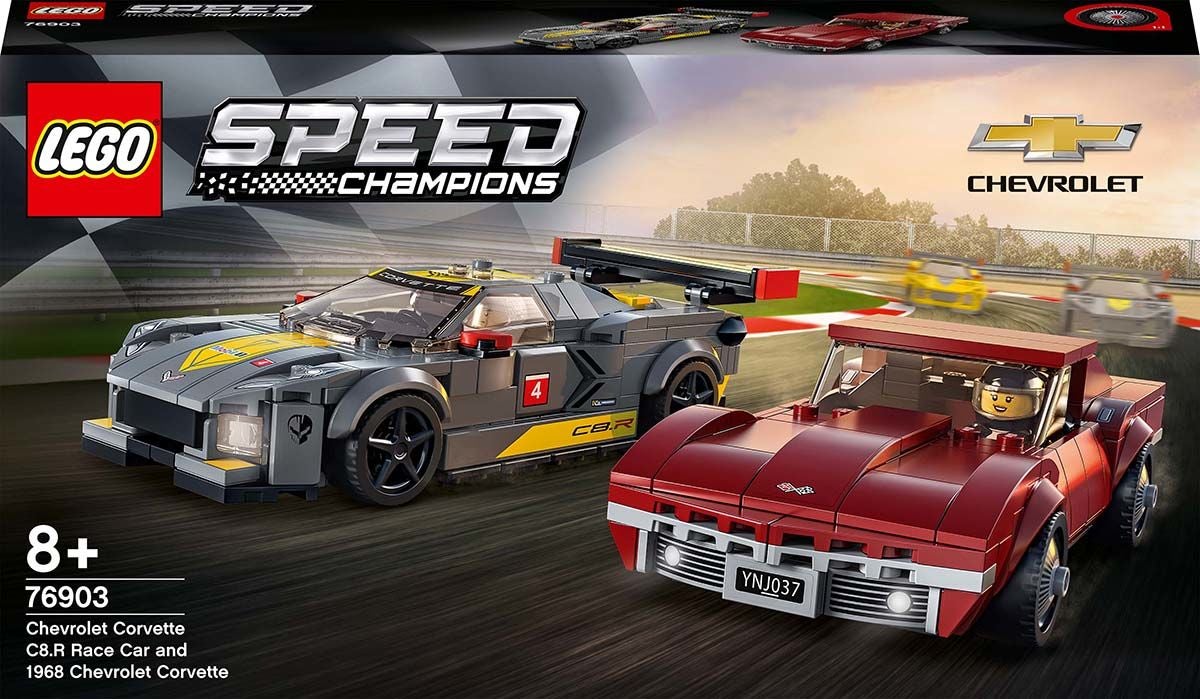 LEGO Speed Champions 76903 Chevrolet Corvette C8.R Race Car and 1968 Chevrolet Corvette