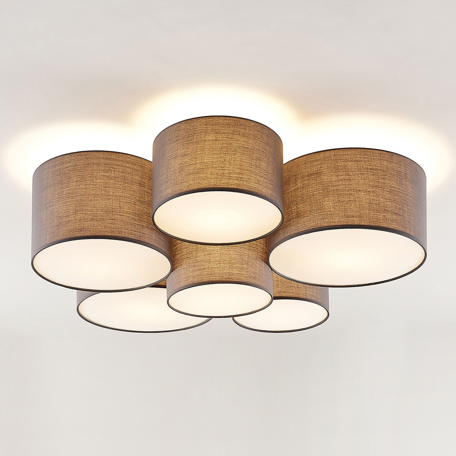 Lindby Laurenz -kattovalaisin, 6-lamp., harmaa