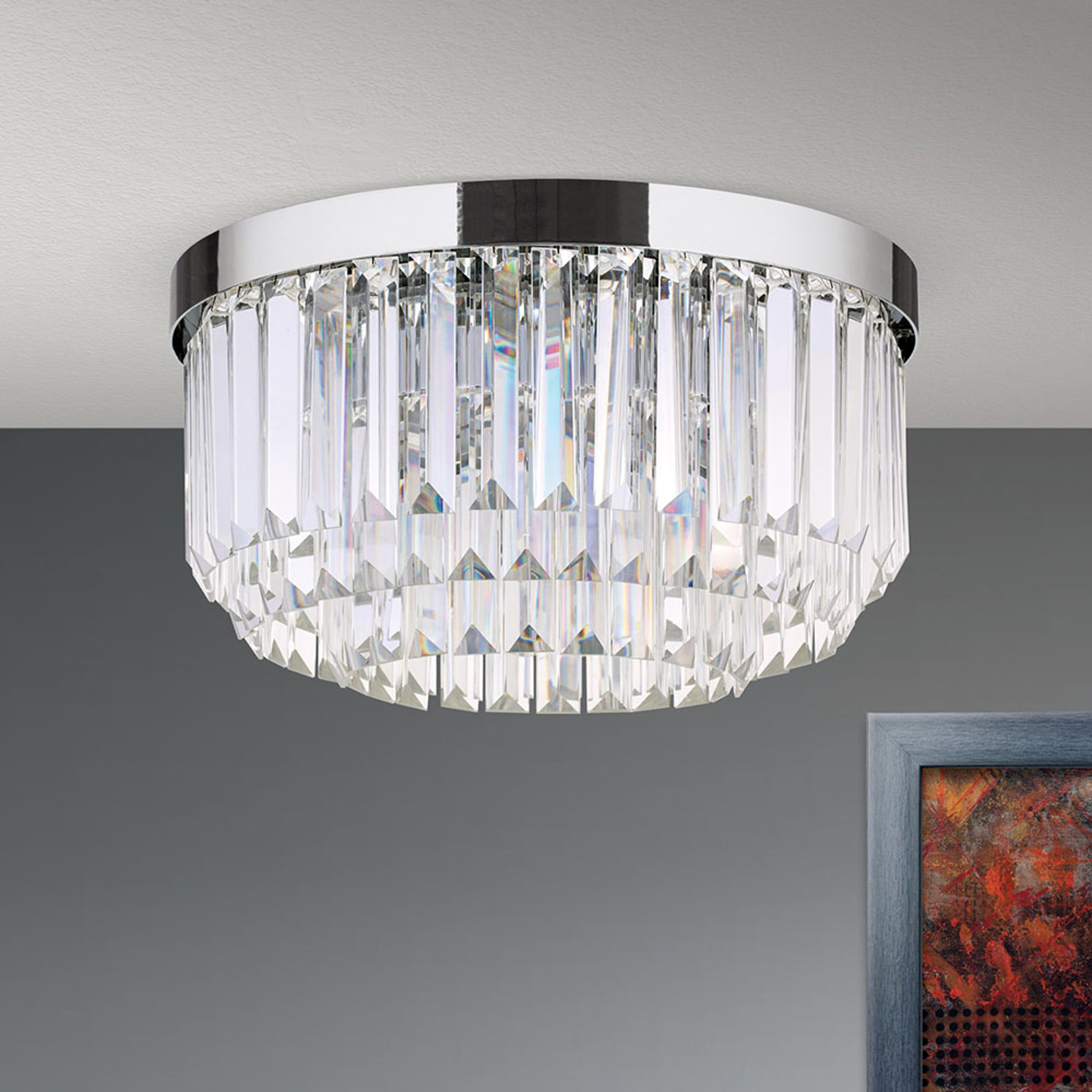 LED-kattovalaisin Prism, kromi, Ø 35 cm