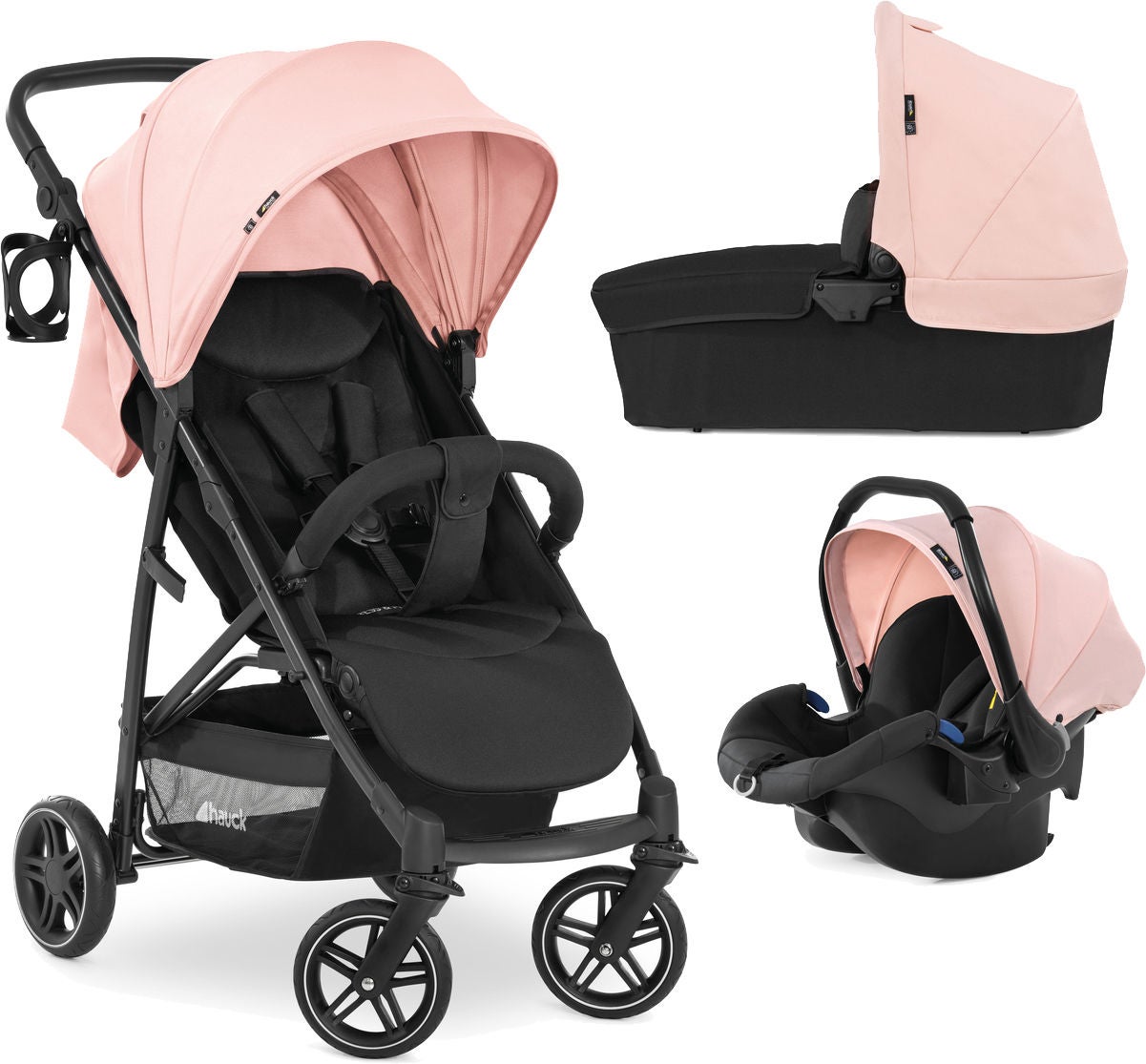 Hauck Rapid 4R Plus Trioset Yhdistelmävaunut, Rose