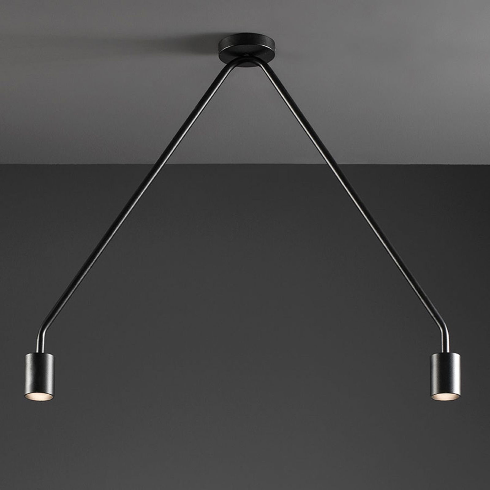 Kaksilamppuinen LED-kattovalaisin Caos, musta