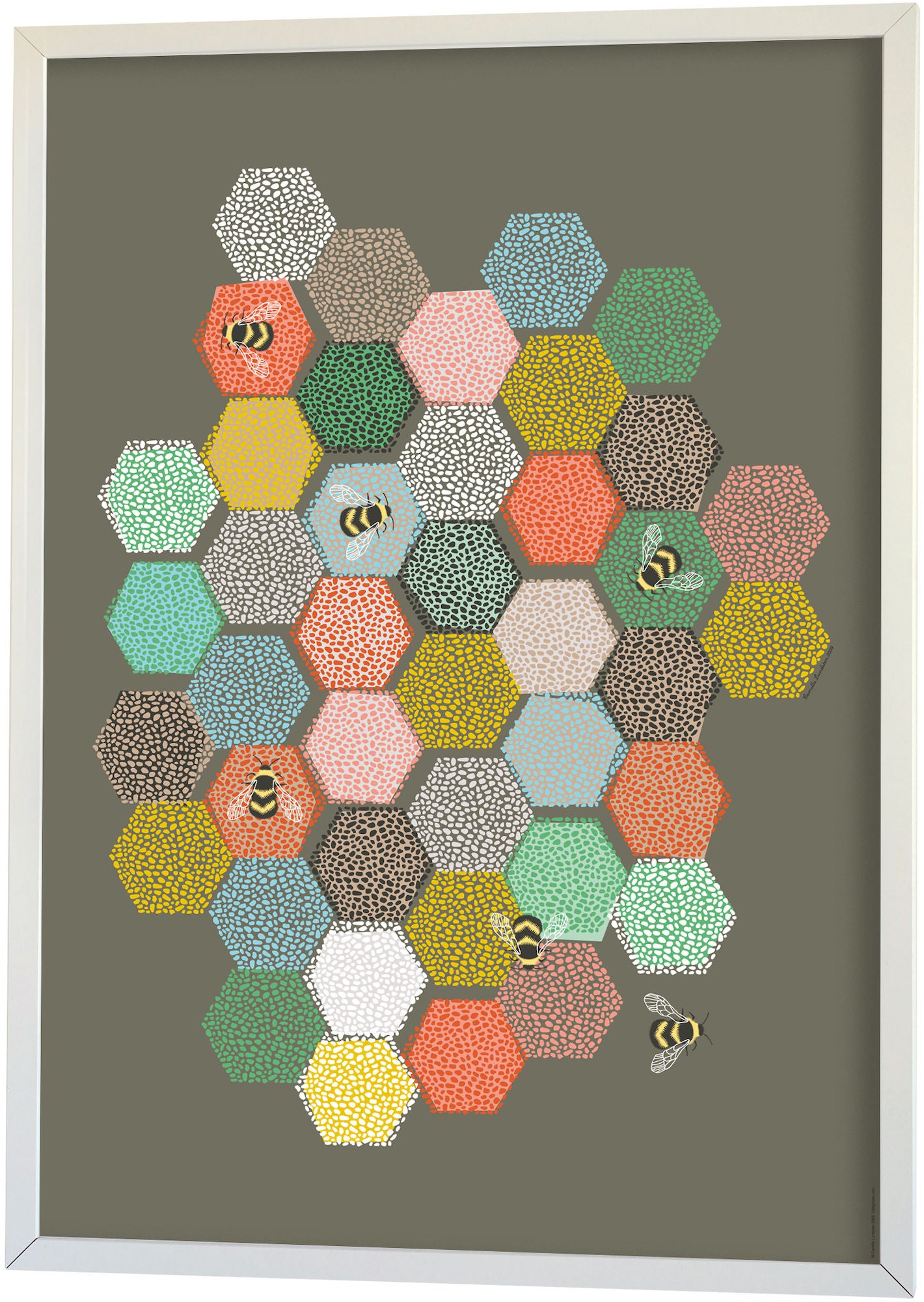 Littlephant Juliste Bee Hive 50x70 cm, Harmaa