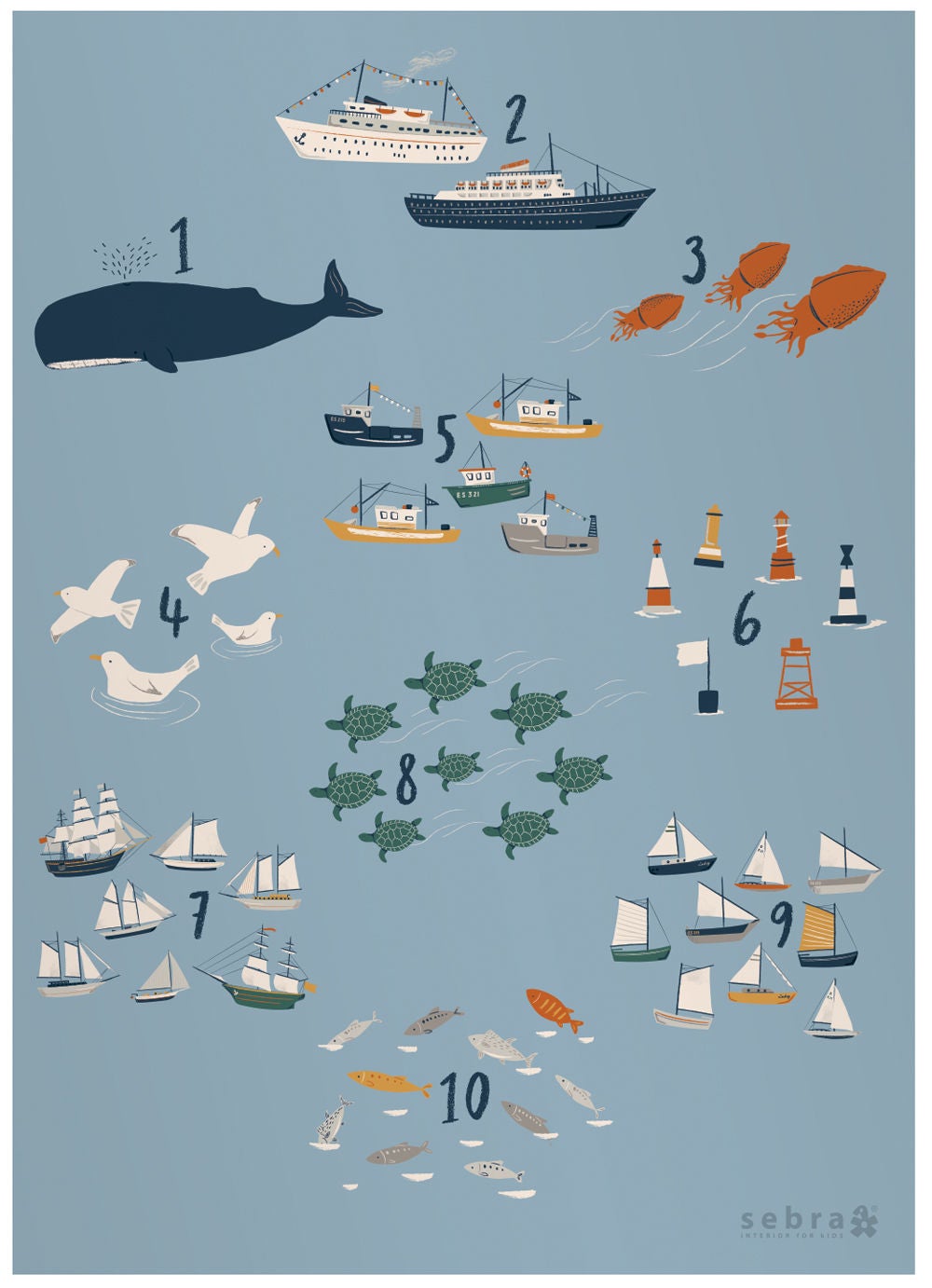Sebra Juliste Numbers Seven Seas