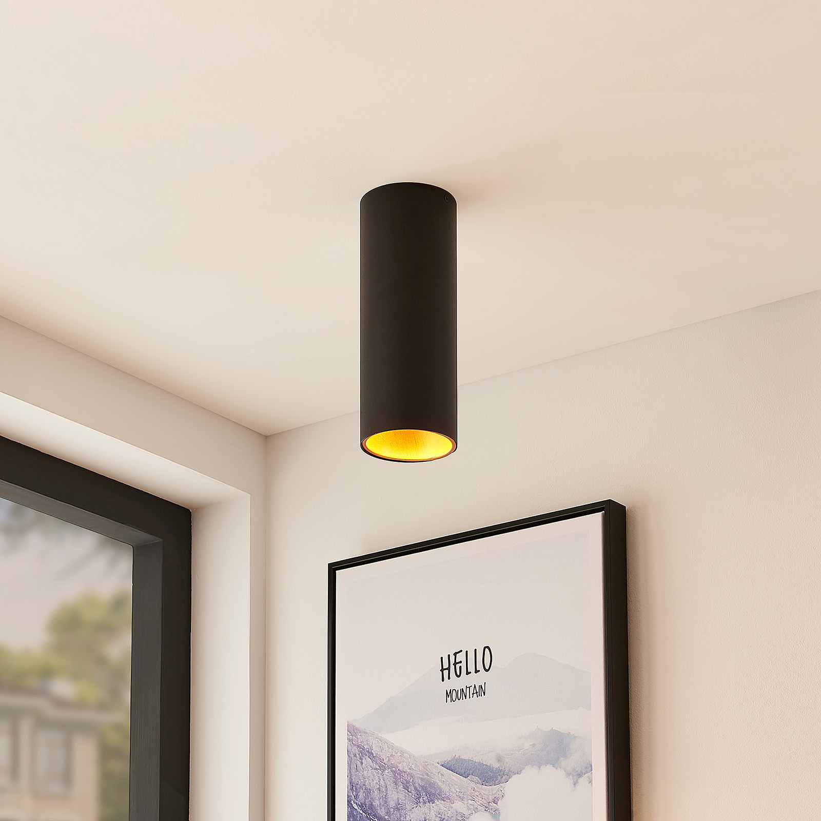 Arcchio Hinka -kattovalo, pyöreä, 25,4 cm, musta