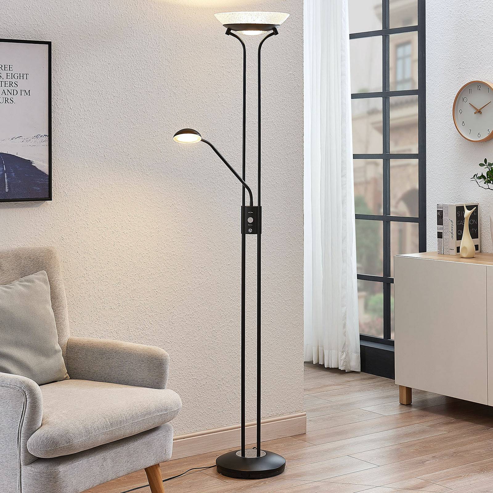 LED-ylösvalo Dimitra, lukulamppu, musta
