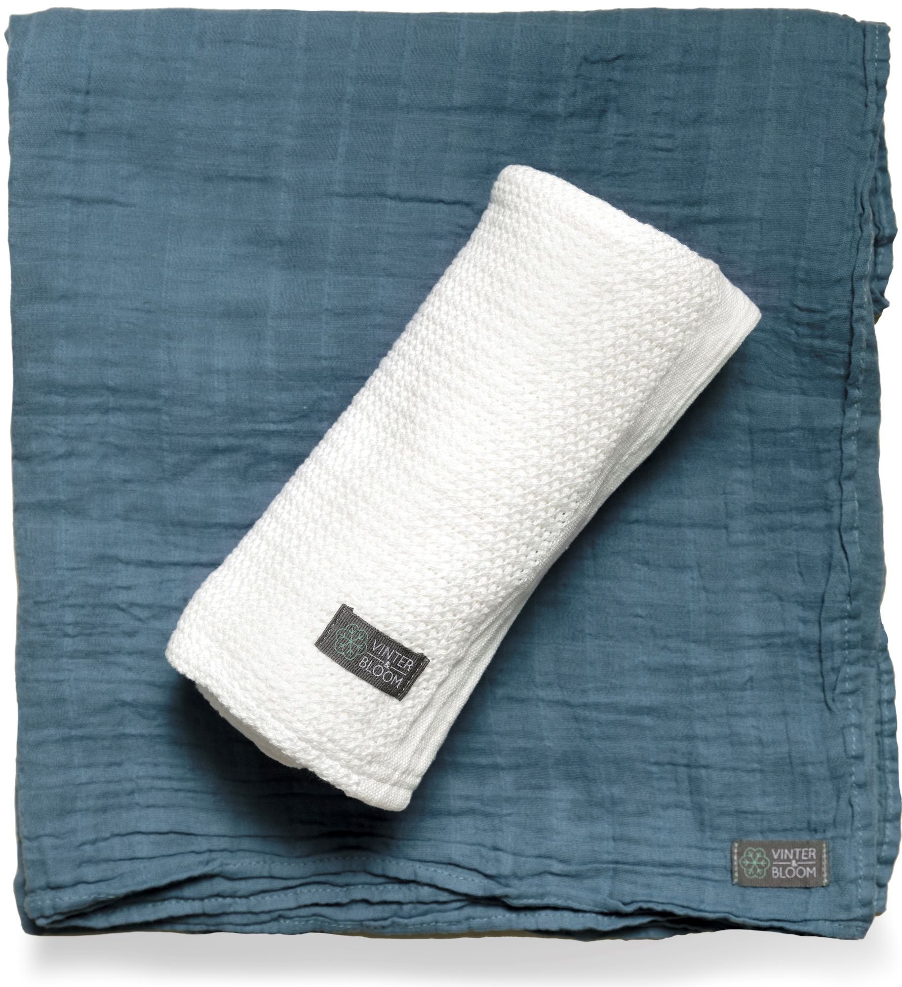 Vinter & Bloom Viltti Soft Grid EKO + Musliiniliina, Valkoinen/Sininen