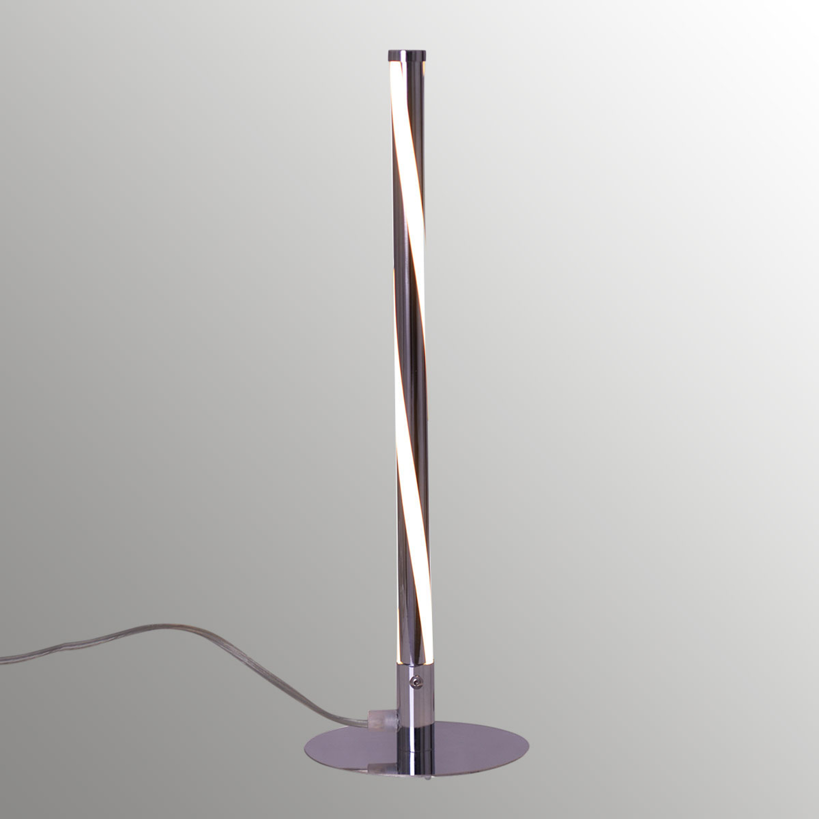 Pyöristetty LED-pöytälamppu Swirl, kromi