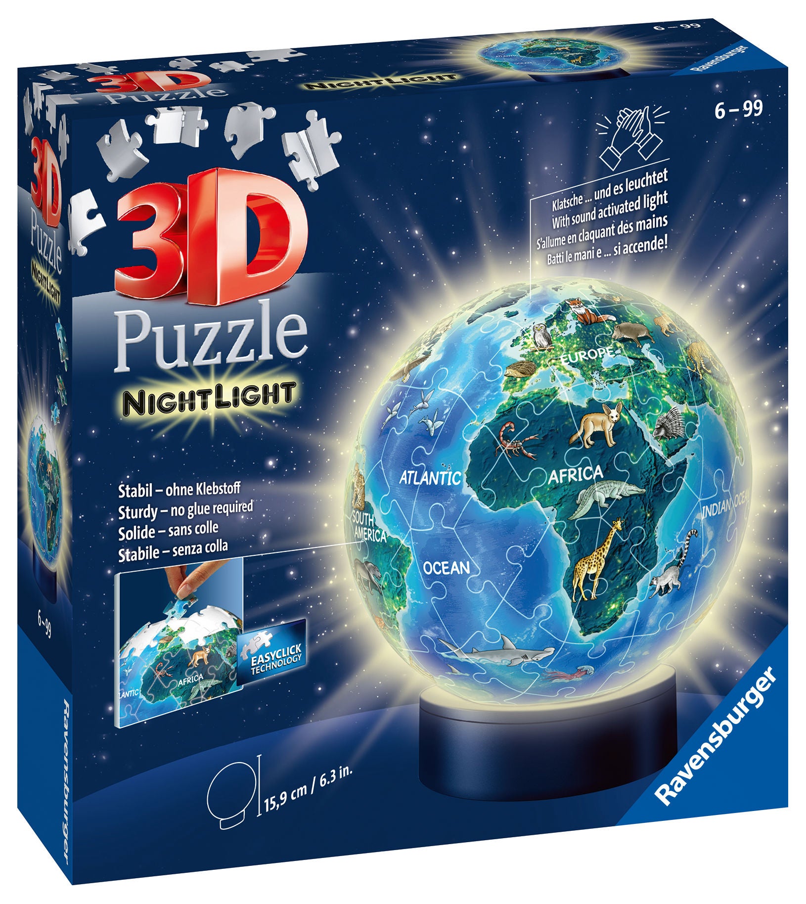 Ravensburger 3D Palapeli Yövalo Maapallon Eläimet, 72