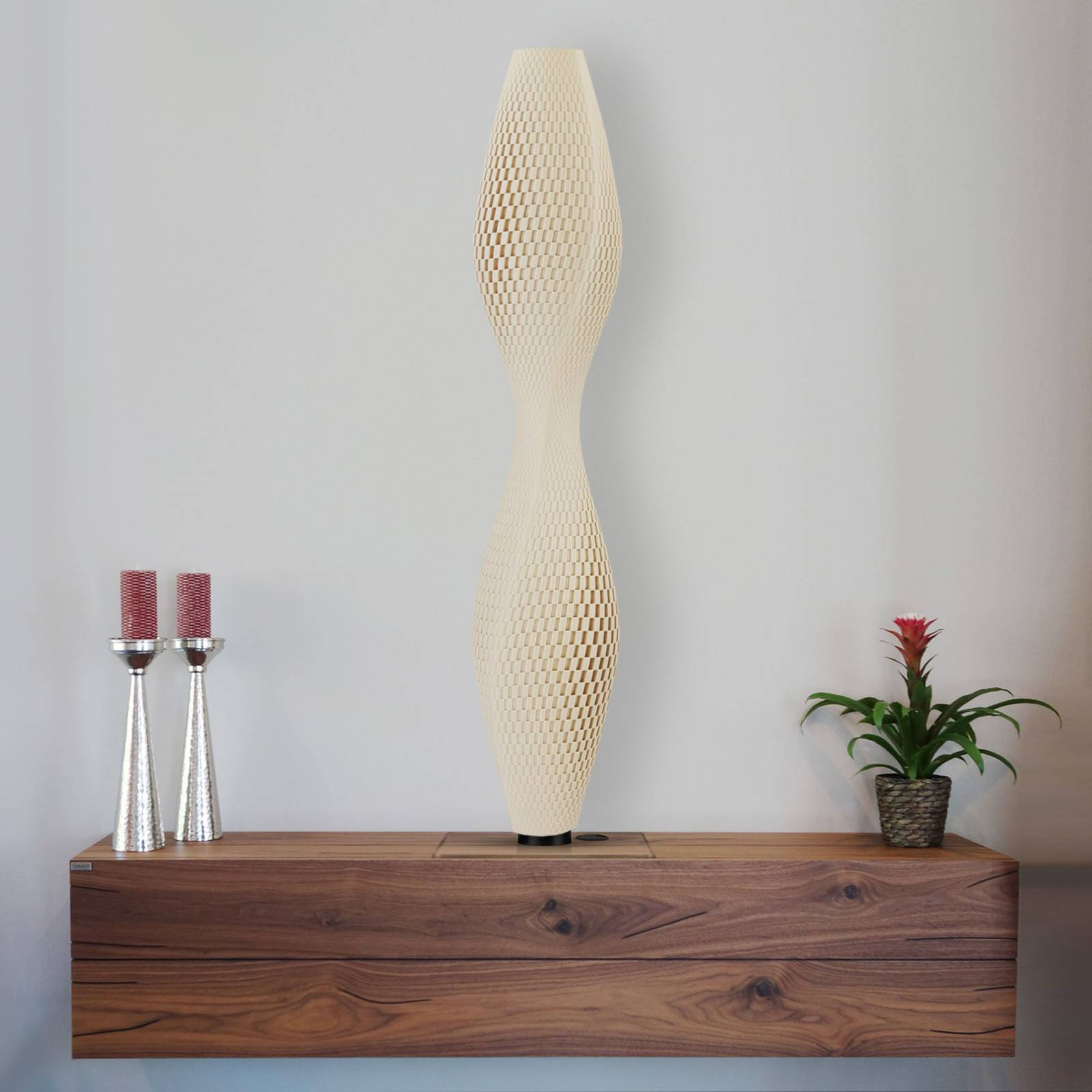LED-lattiavalo Flechtwerk Lava, 75 cm, beige