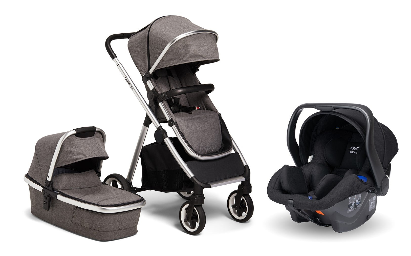 Beemoo Pro Duo Yhdistelmävaunut + Axkid Modukid Infant Turvakaukalo, Grey