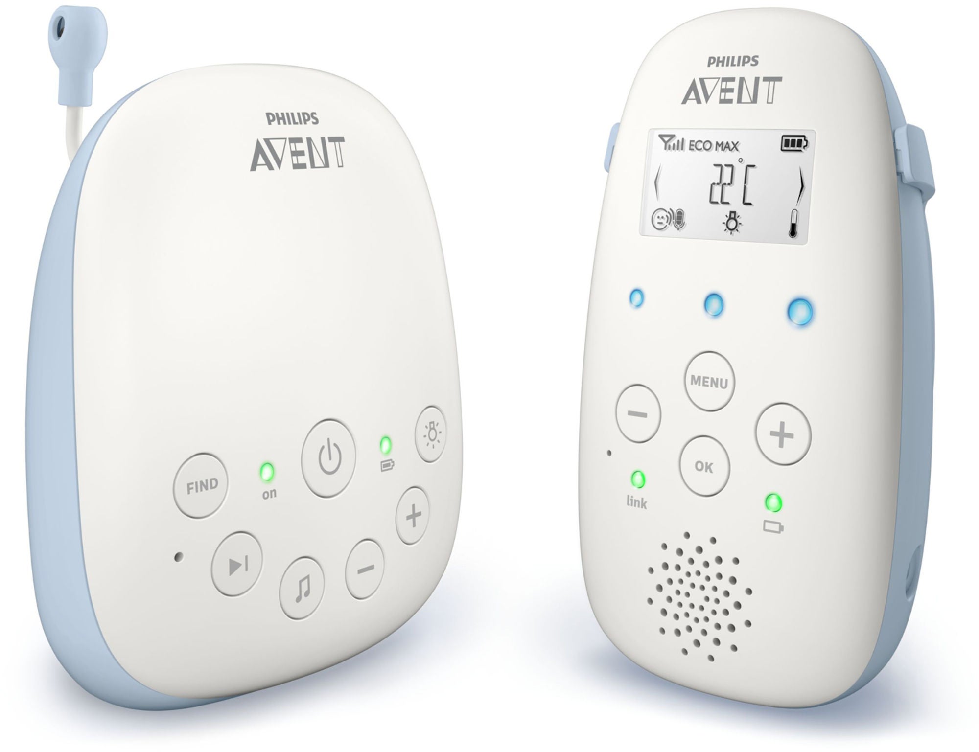Philips Avent SCD715 DECT Itkuhälytin, Valkoinen/Sininen