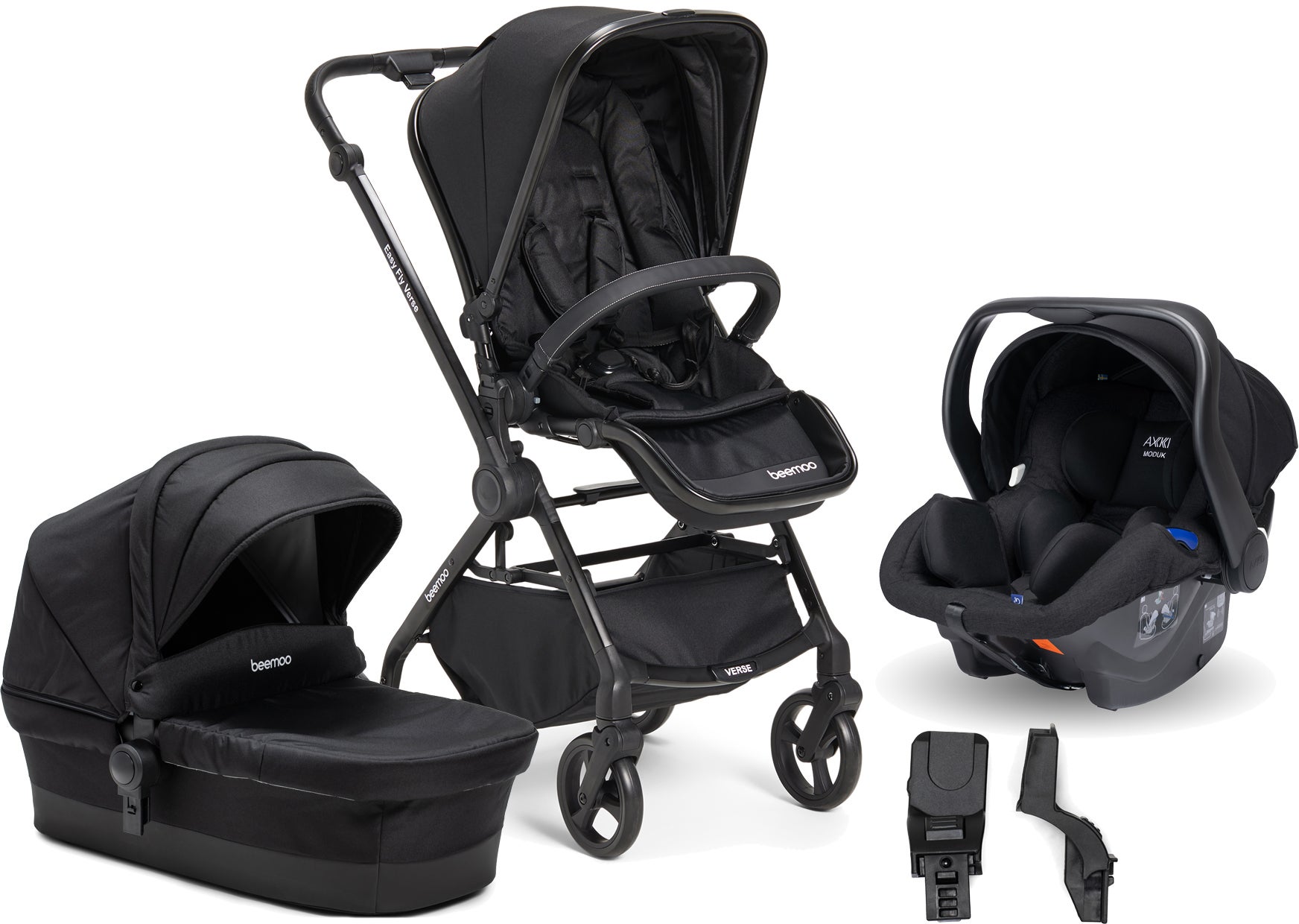 Beemoo Easy Fly Verse Yhdistelmävaunut Sis. Axkid Modukid Turvakaukalo, Black