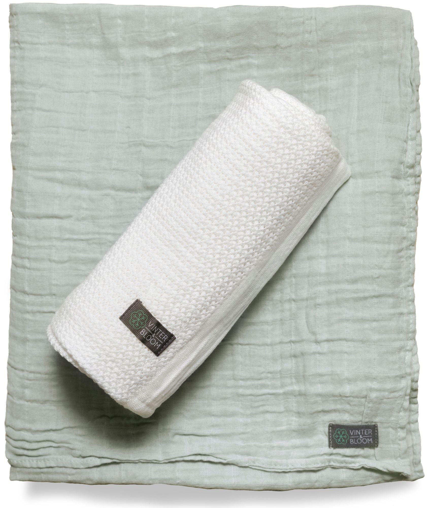 Vinter & Bloom Viltti Soft Grid EKO + Musliiniliina, Valkoinen/Vihreä